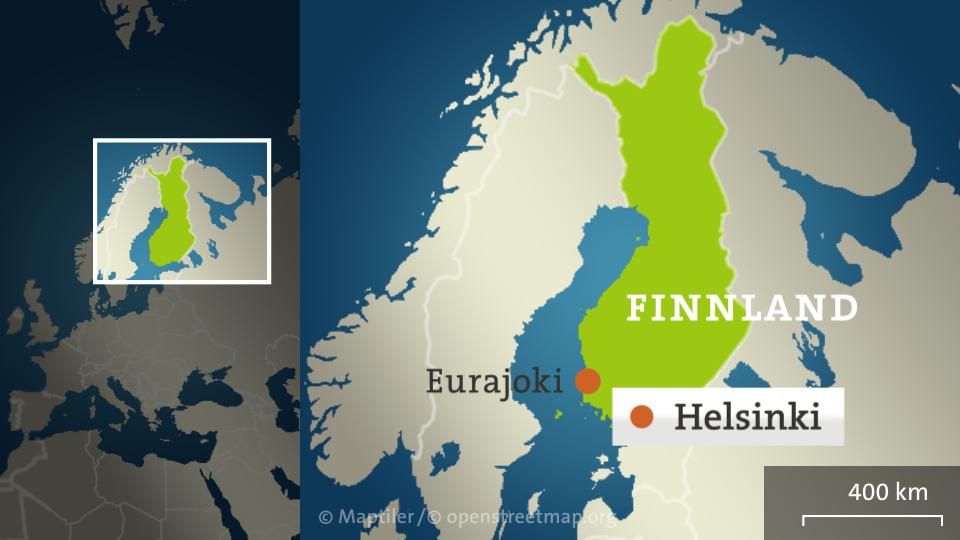 Karte Finnland Eurajoki und Helsinki