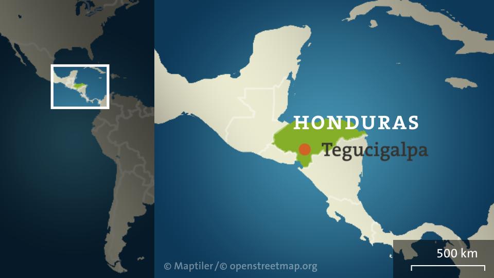 Karte: Honduras mit Tegucigalpa