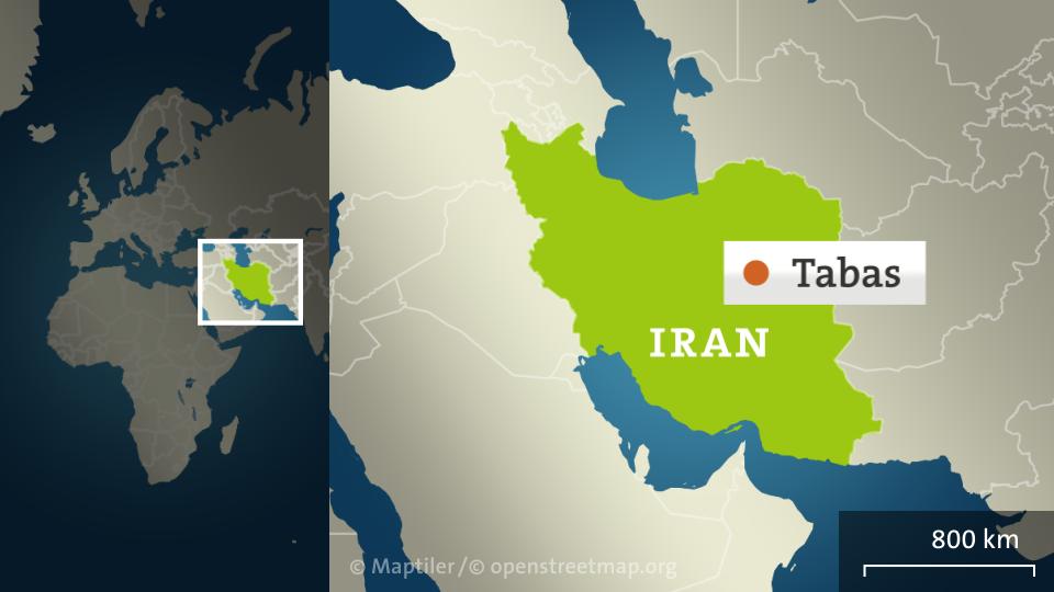 Die Karte zeigt Iran mit Tabas.