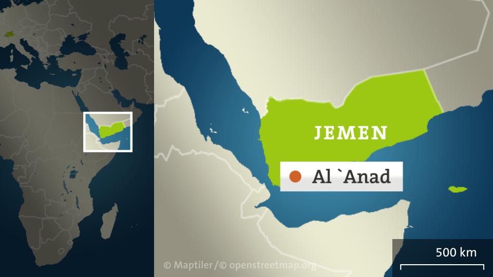 Karte mit Jemen und Al-Anad | null