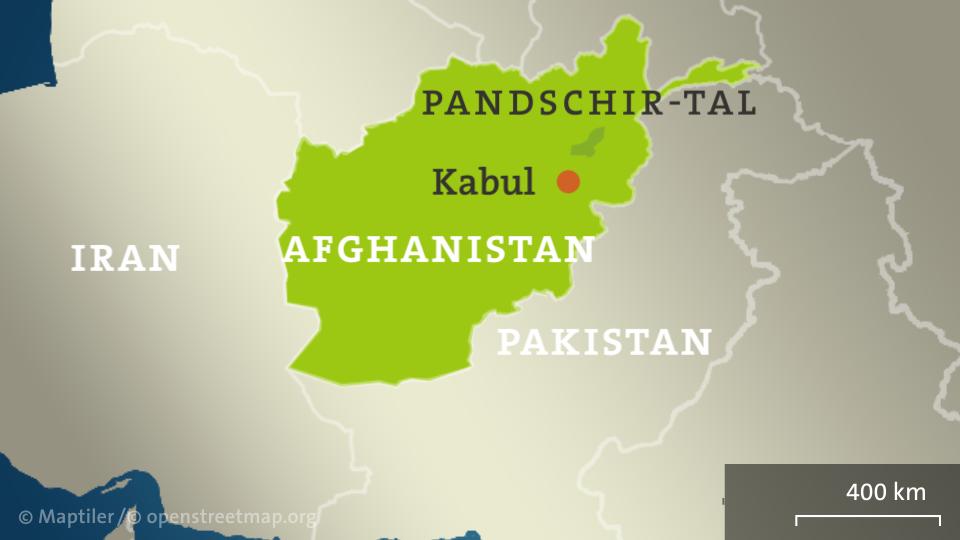 Karte: Afghanistan mit Kabul und dem Pandschir-Tal