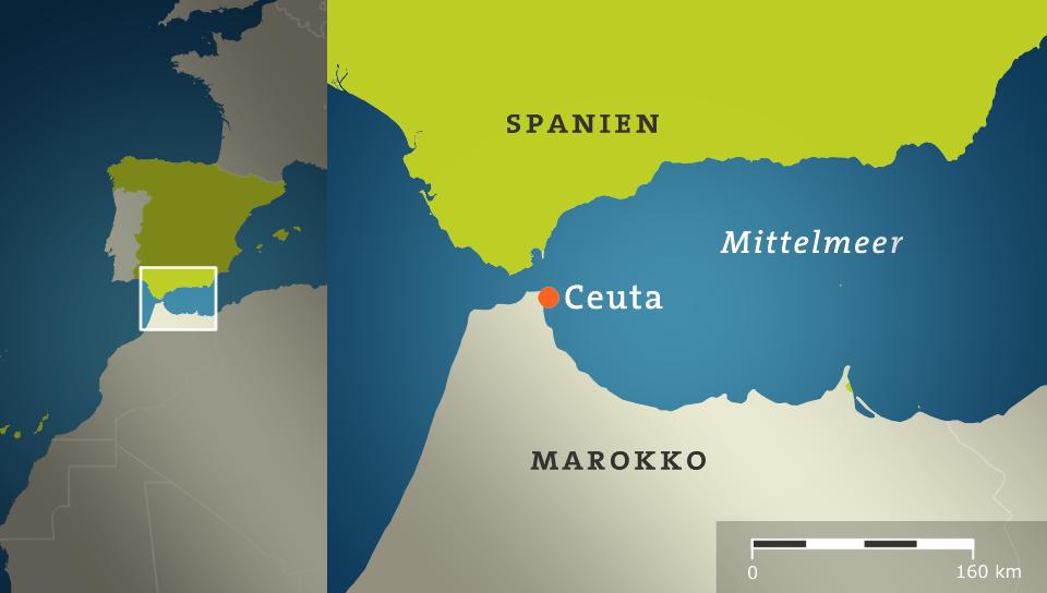 Mittelmeerkarte, Spanien, Ceuta