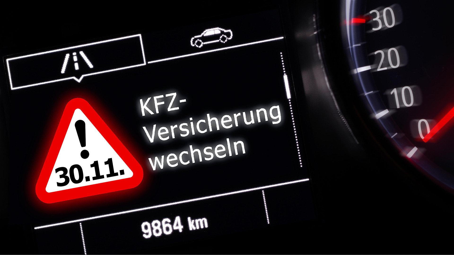 Digitalanzeige im Fahrzeugdisplay mit Erinnerung an Versicherungswechsel | picture alliance / Zoonar