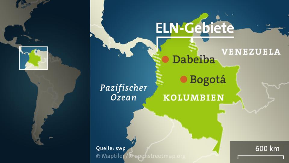 Karte: Kolumbien mit ELN-Gebieten
