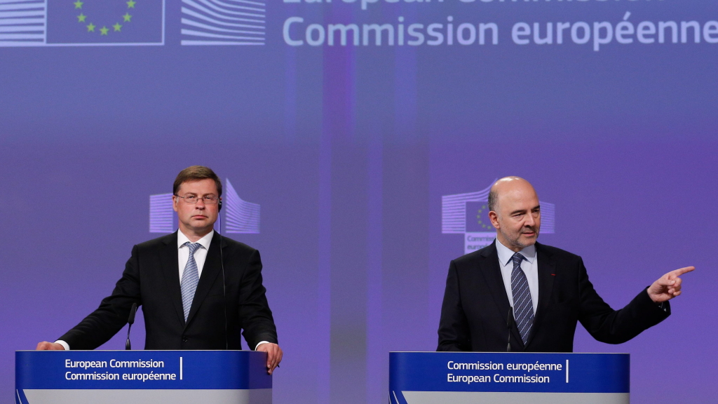 Die EU-Kommissare Dombrovskis und Moscovici wollen keine Strafen gegen Portugal und Spanien verhängen.