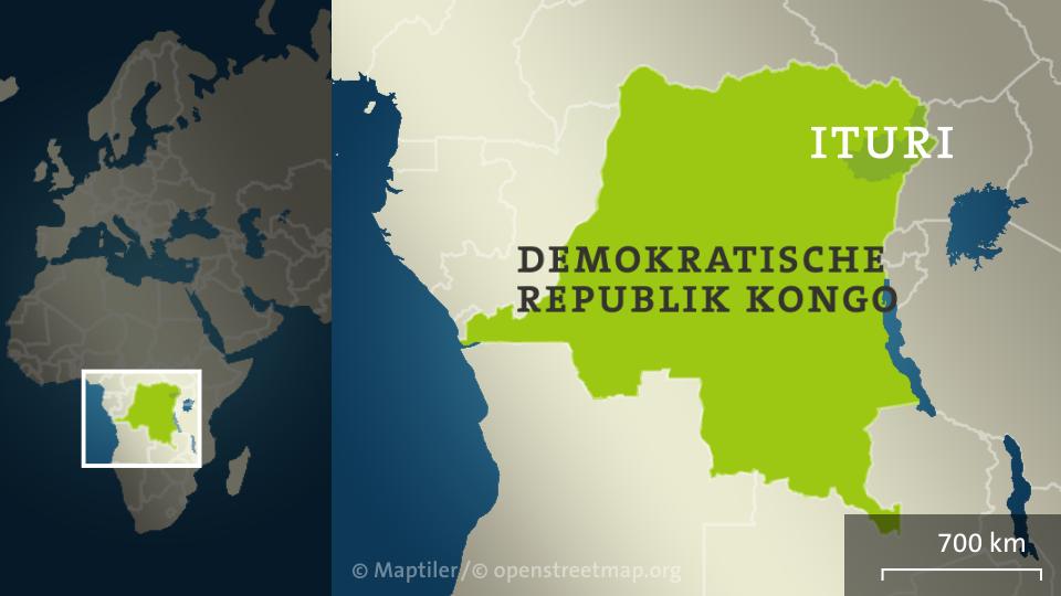 Die Demokratische Republik Kongo mit der Region Ituri