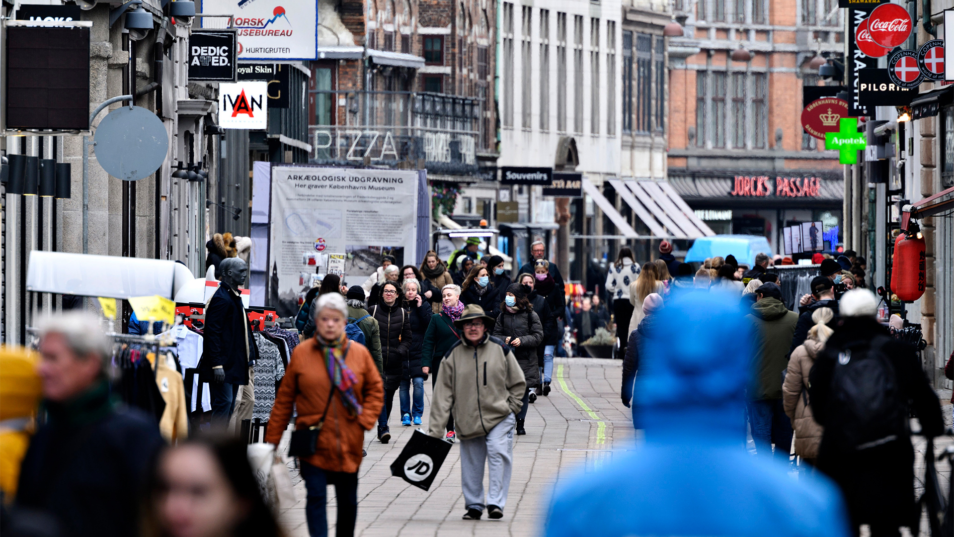 Die Fußgängerzone in Kopenhagen (Archivbild 01.03.2021) | AP