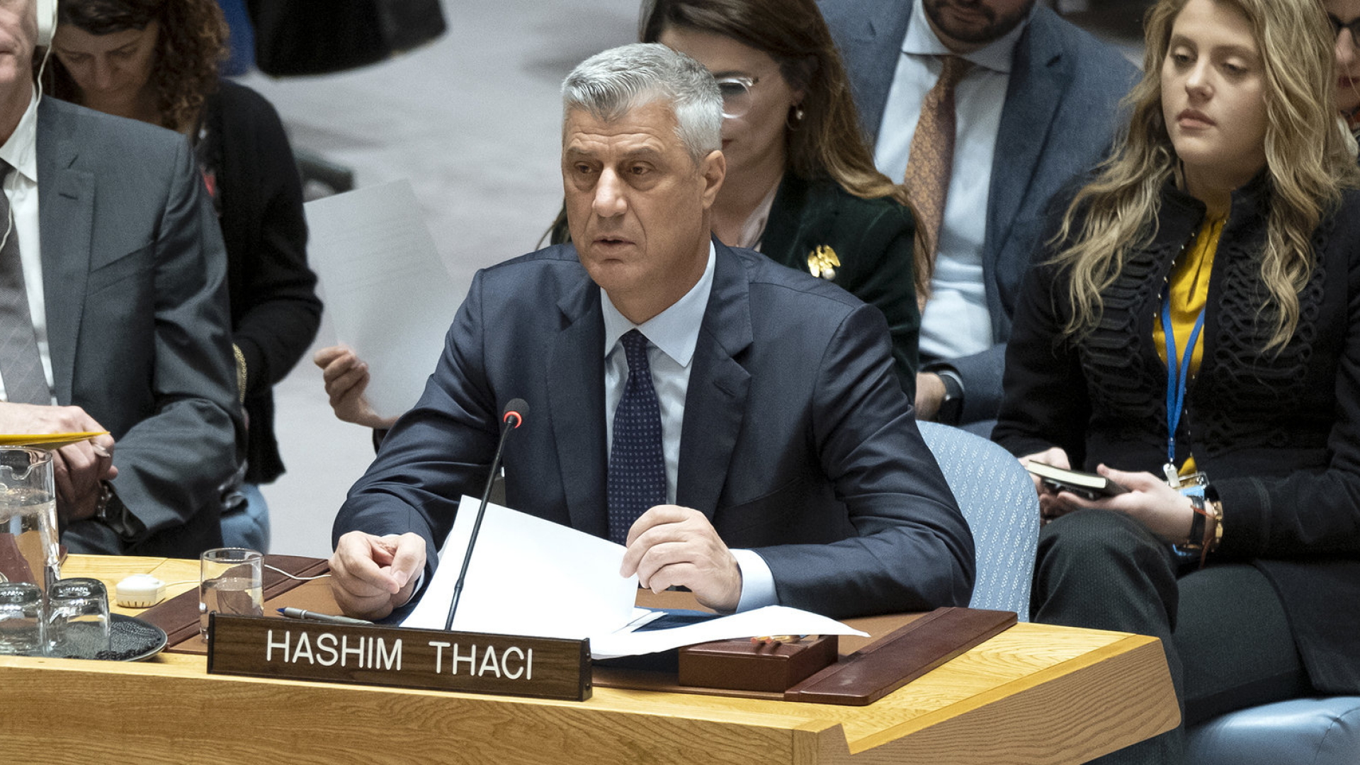 Hashim Thaci, Staatschef des Kosovo von 2016 bis 2020, im UN-Sicherheitsrat (Archivbild von 2018) | AP
