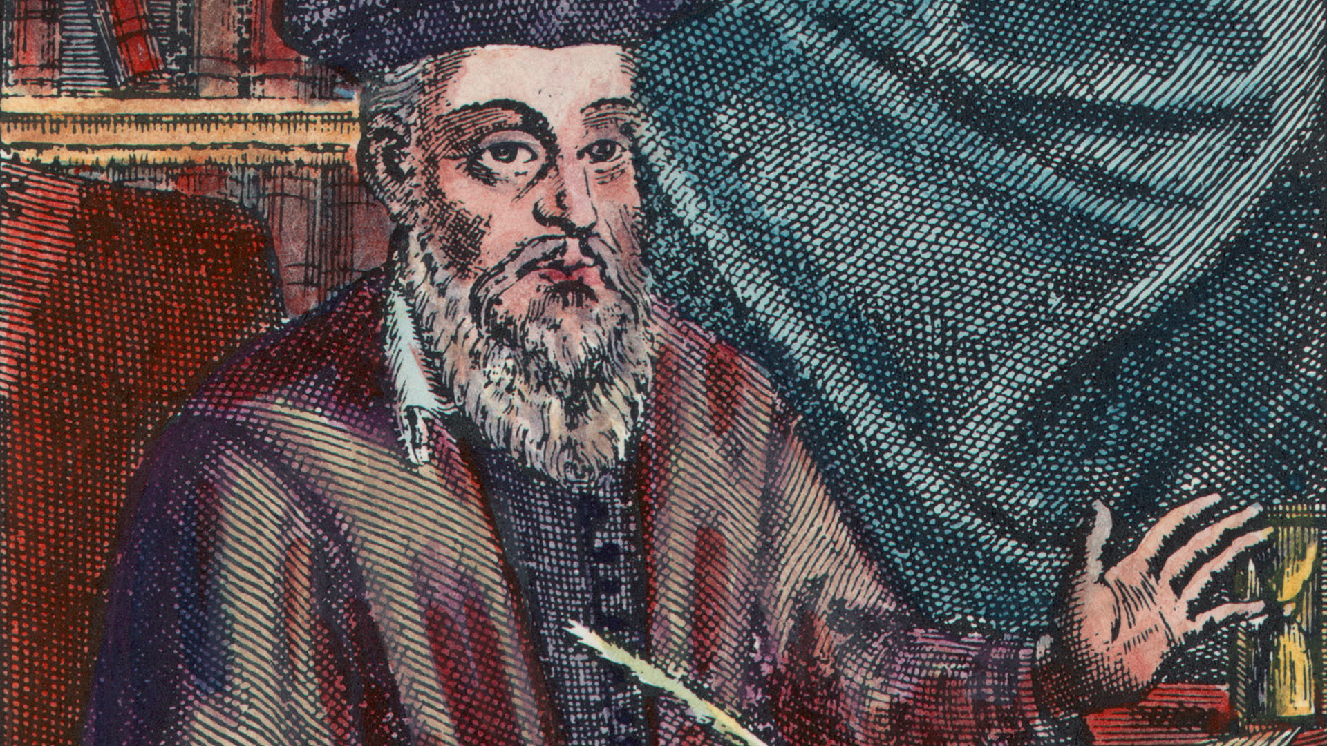 Nostradamus auf einem Kupferstich aus dem 17. Jahrhundert