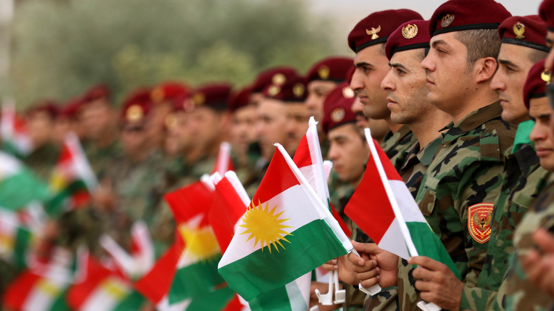 Kurdische Peschmerga-Kämpfer auf einer Veranstaltung für das Unabhängigkeitsreferendum | AFP