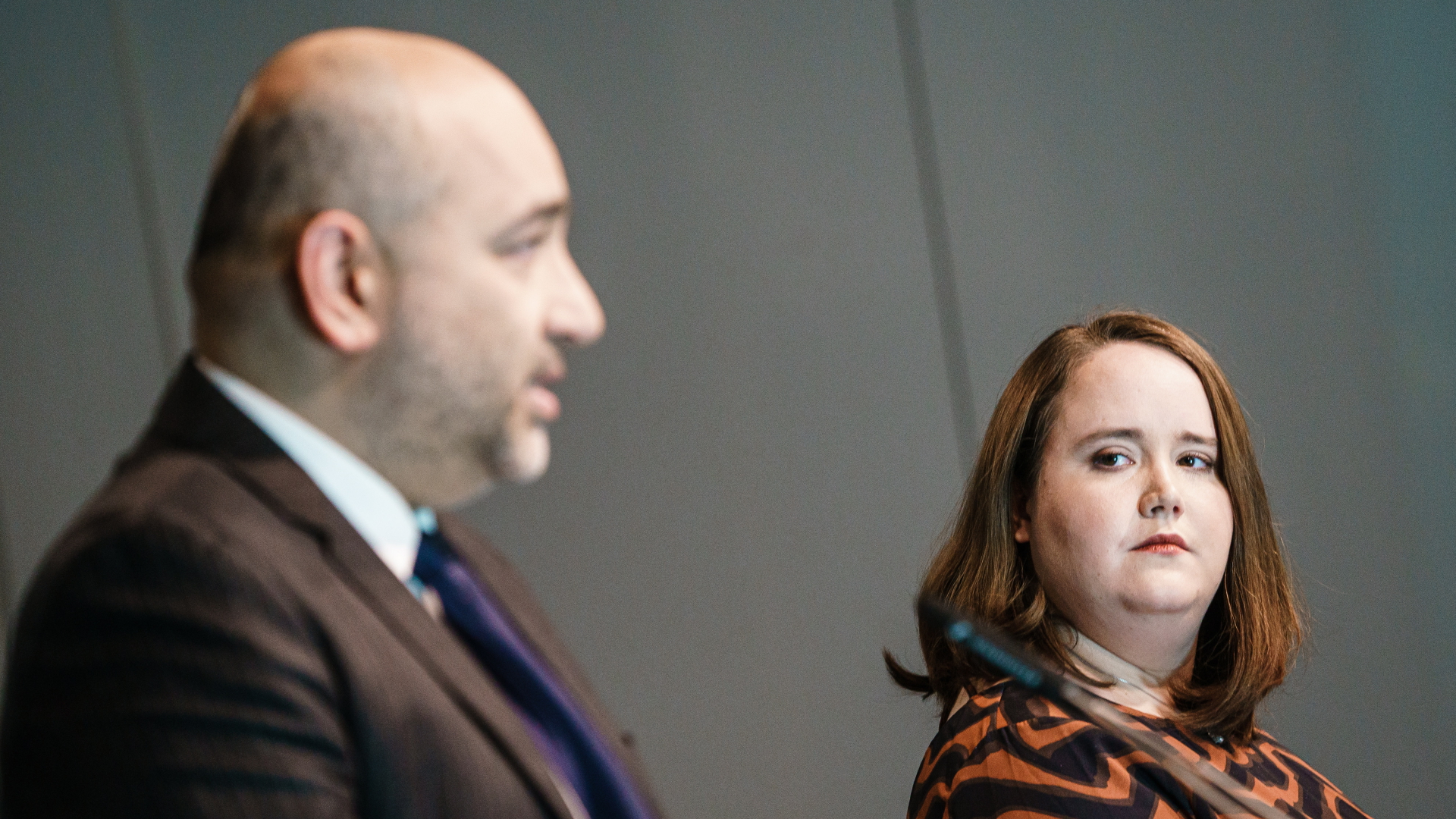 Omid Nouripour und Ricarda Lang bei einer Pressekonferenz im Februar 2022.  | EPA
