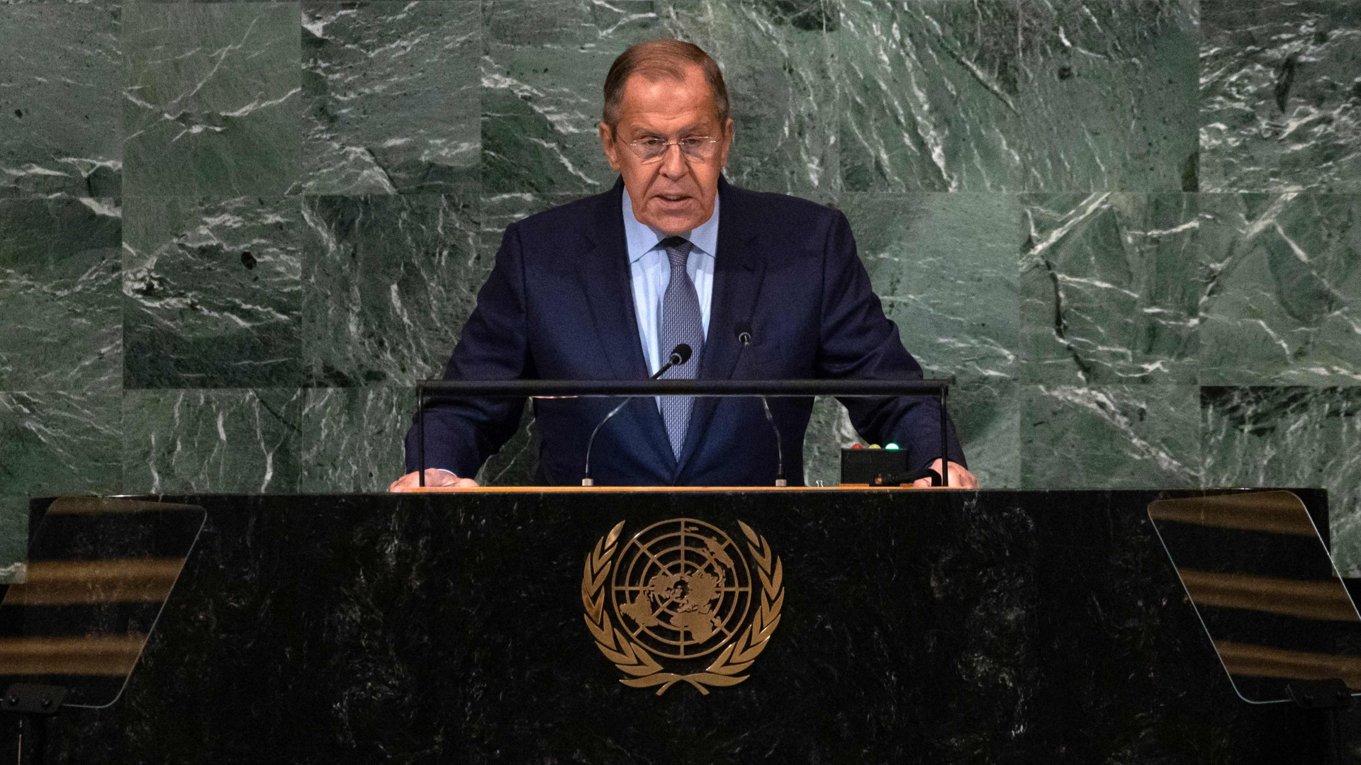 Der russische Außenminister hält im September 2022 eine Rede vor der UN-Vollversammlung. | AFP