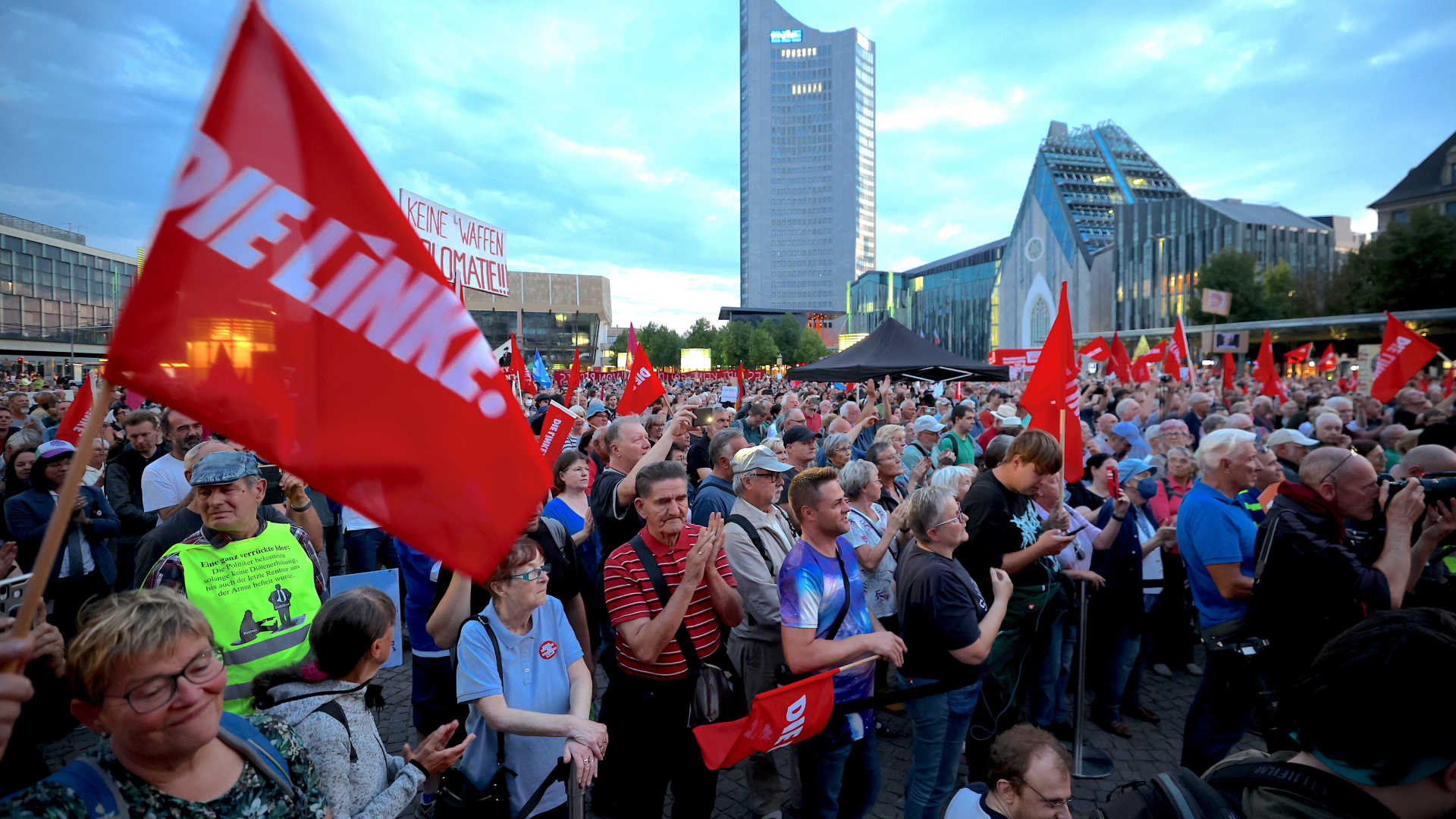Kundgebung der Partei Die Linke in Leipzig | dpa