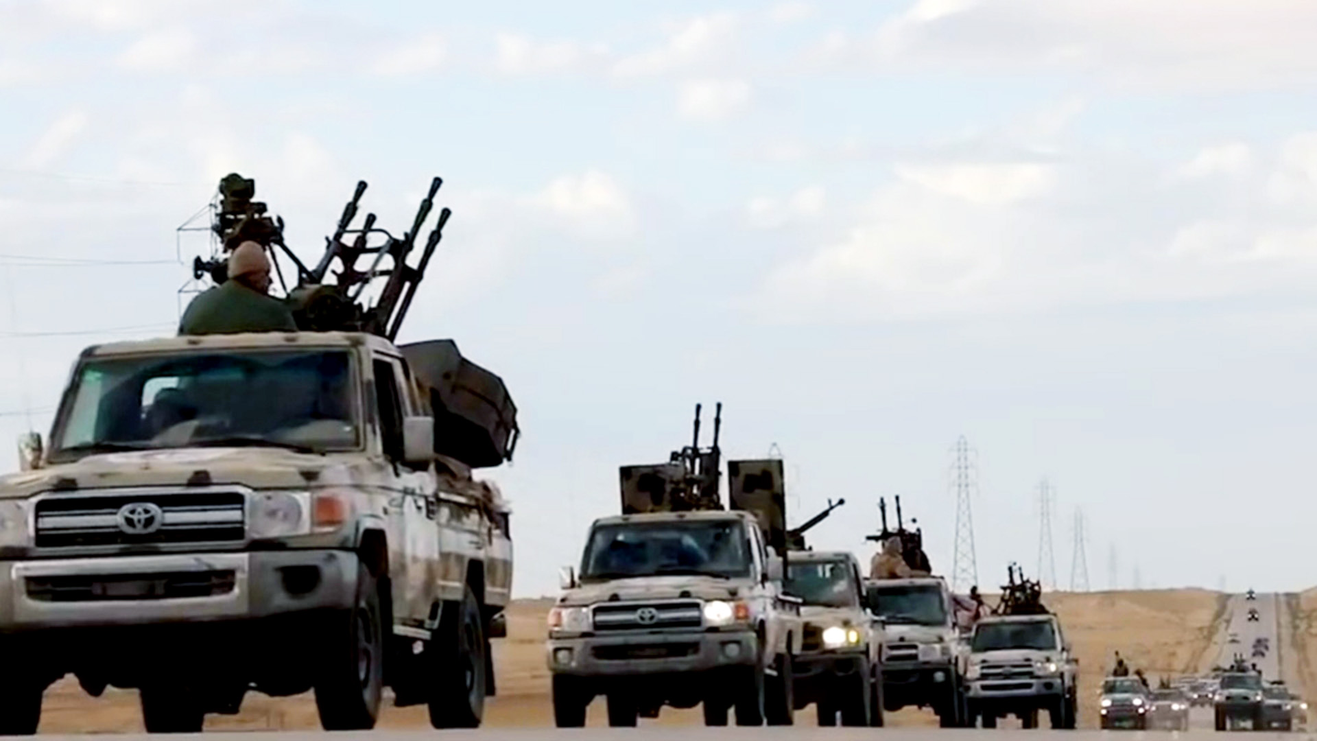 Videostill von der Libyschen Nationalen Armee soll Vormarsch auf Tripolis zeigen | AFP