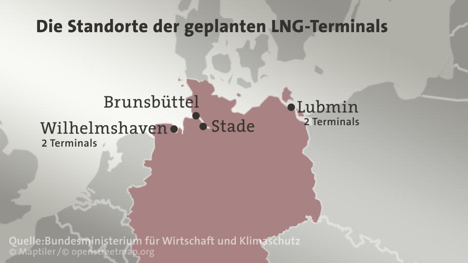 Karte: geplante LNG-Terminals