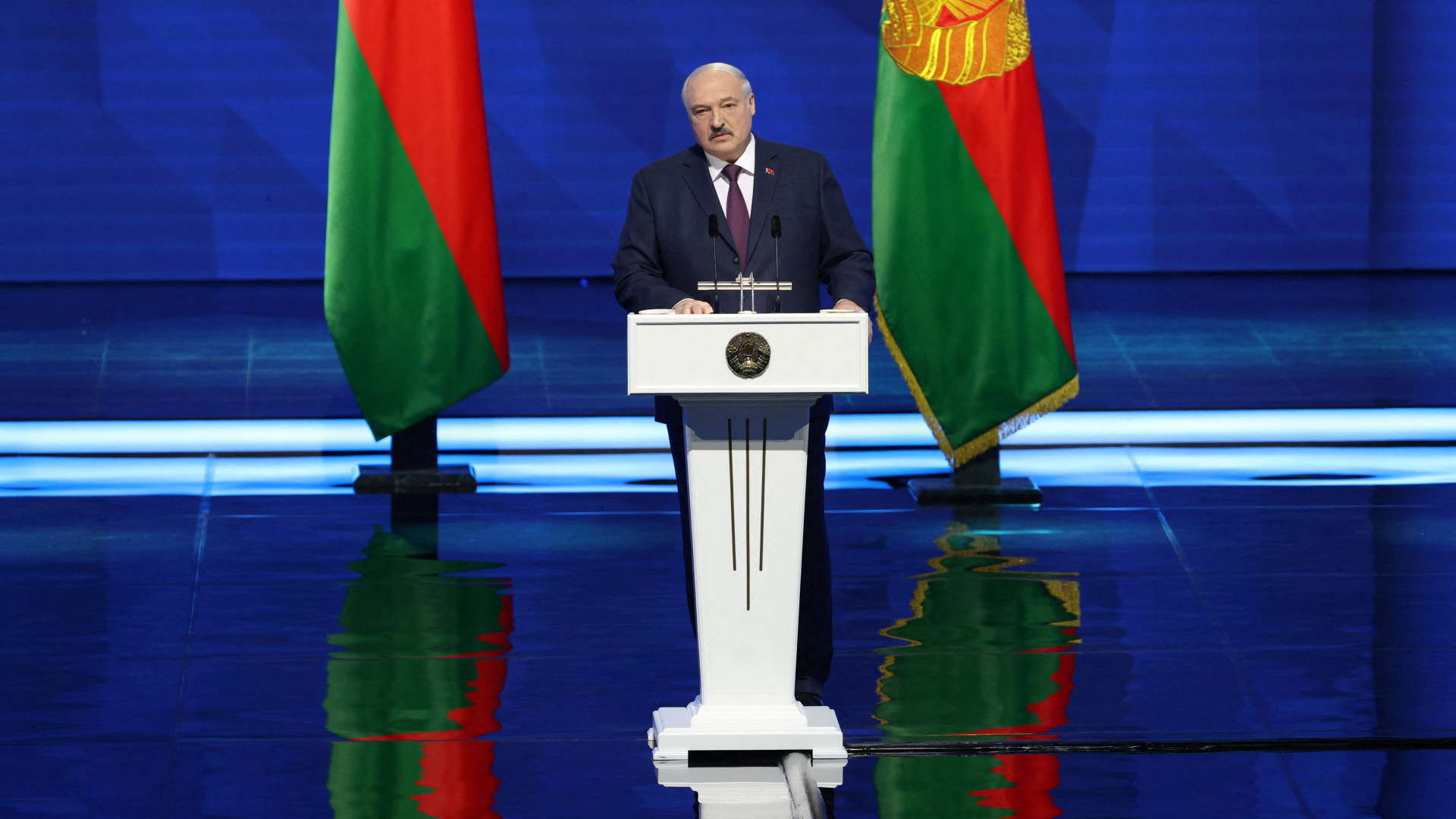 Alexander Lukaschenko hält seine Rede an die Nation in Minsk | via REUTERS