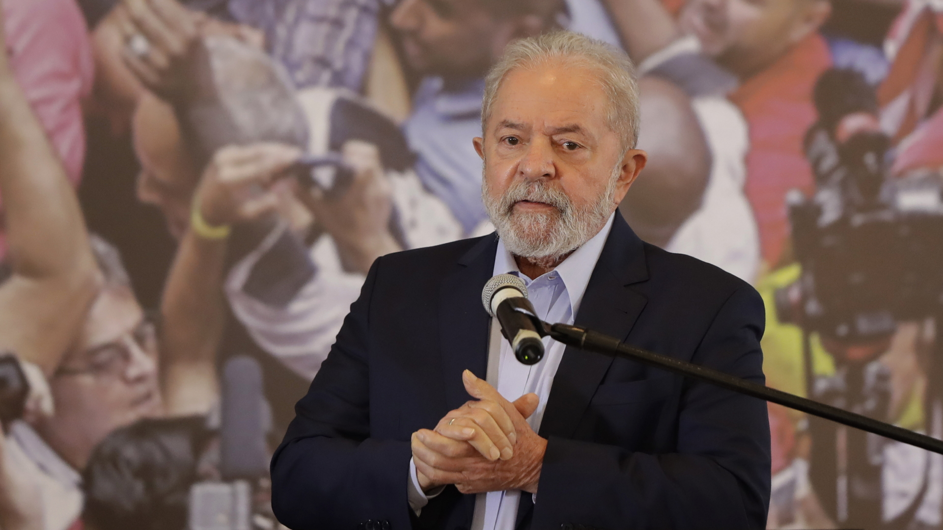 Luiz Inacio Lula da Silva, ehemaliger brasilianischer Präsident, spricht in der Zentrale der Metallarbeitergewerkschaft (Archivbild). | dpa