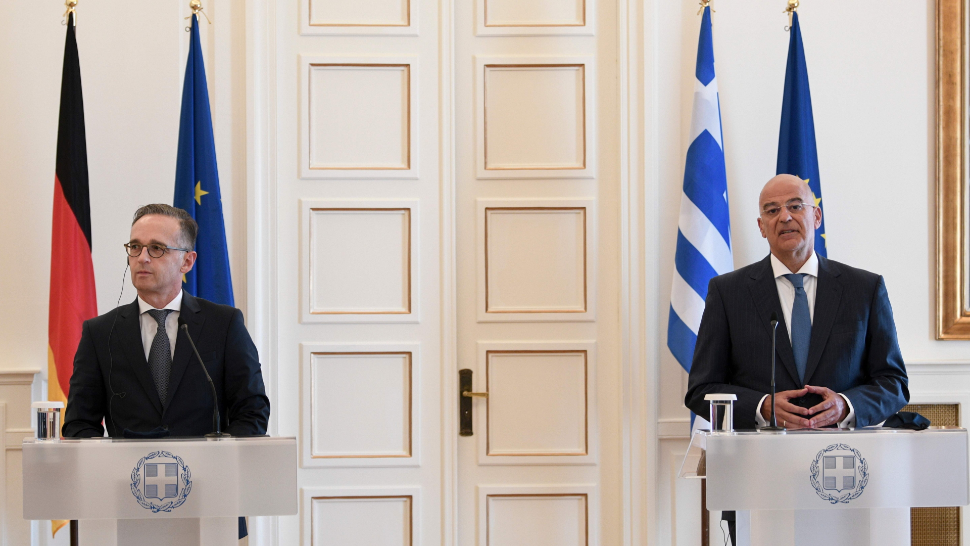 Bundesaußenminister Heiko Maas und sein griechischer Amtskollege Nikos Dendias.
