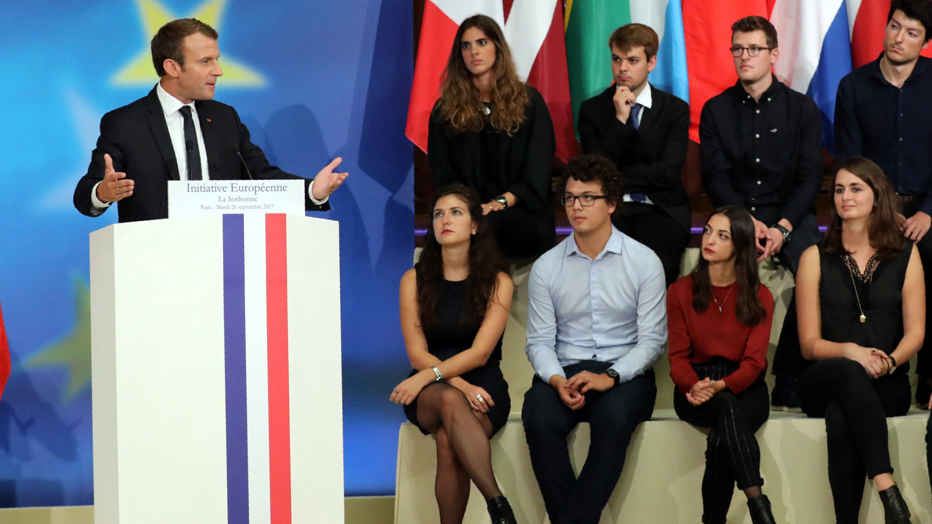 Macron spricht an der Sorbonne