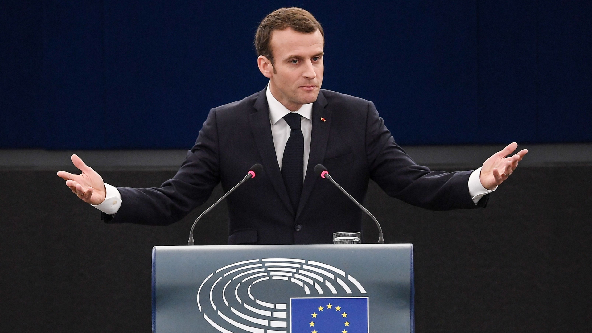 Der französische Präsident Emmanuel Macron im EU-Parlament in Straßburg | AFP