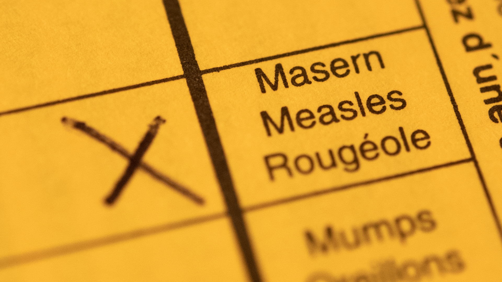 Markierte Masernimpfung im Impfbuch.