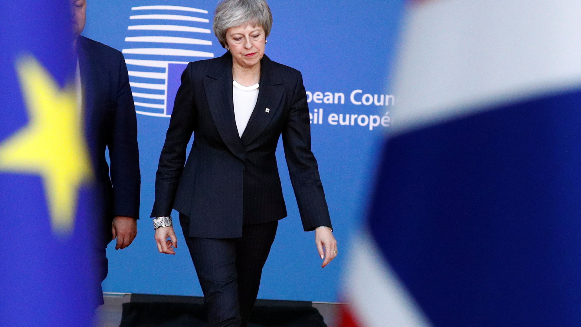 theresa May kommt in Brüssel an