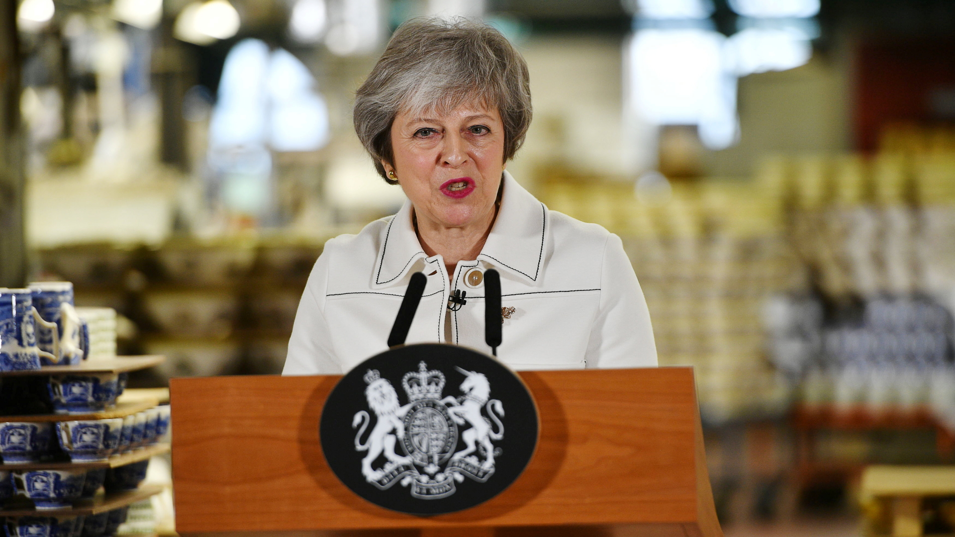 May bei einer Rede in Stoke-on-Trent | REUTERS