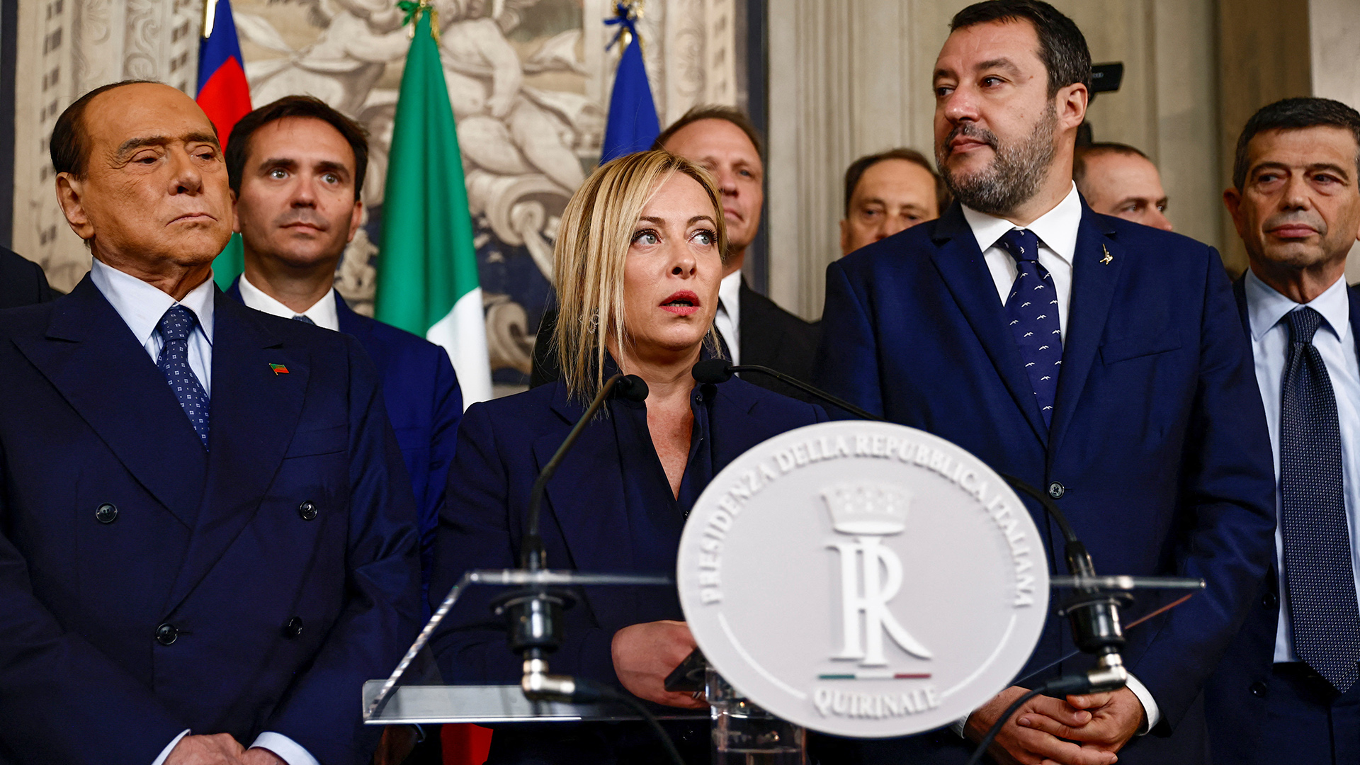 Silvio Berlusconi, Giorgia Meloni und Matteo Salvini (von links nach rechts) | REUTERS