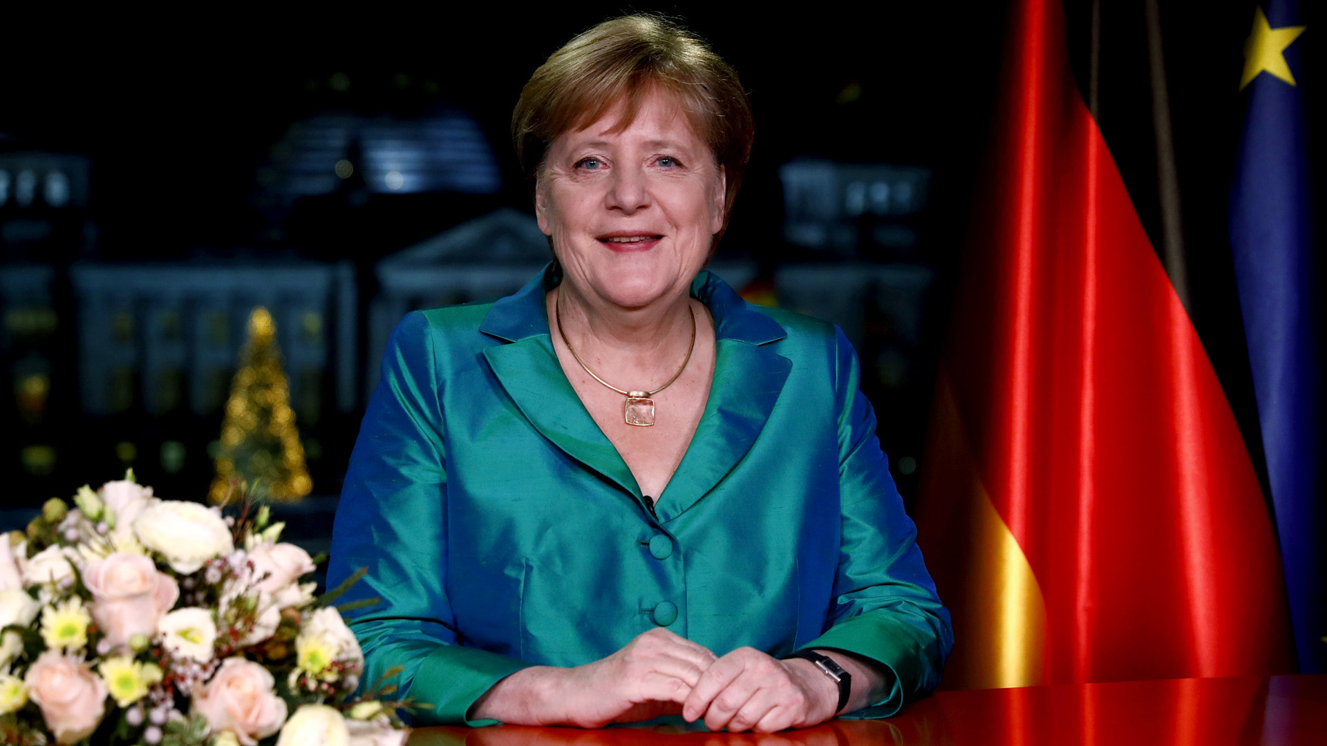 Angela Merkel bei ihrer Neujahrsansprache zum Jahreswechsel 2019/2020