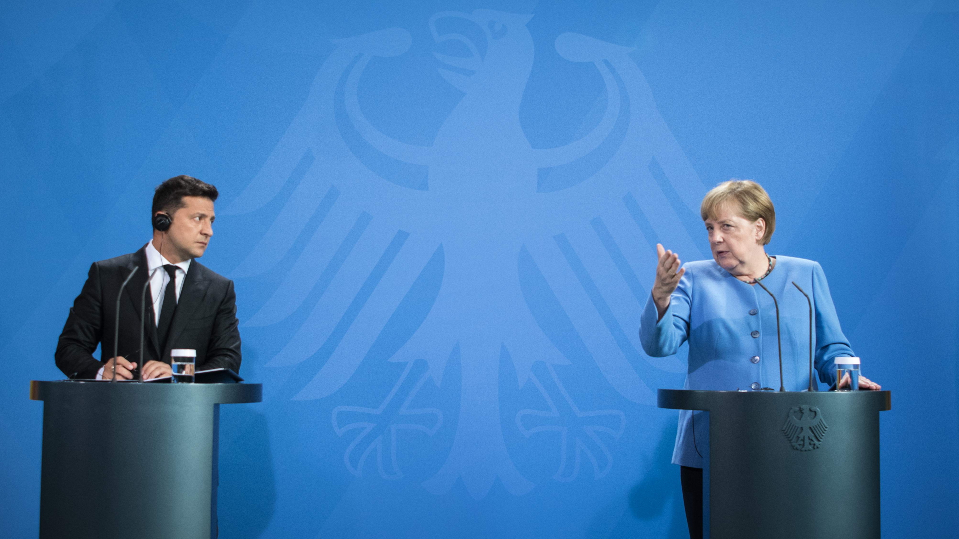 Wolodymyr Selenskyj und Angela Merkel | AFP