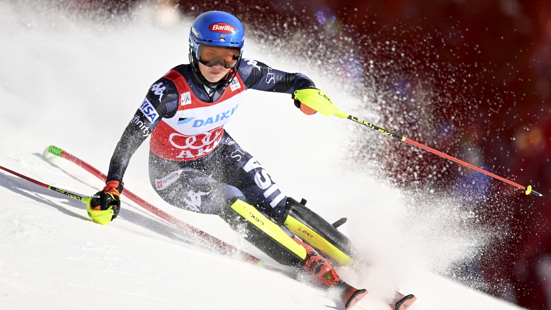 Mikaela Shiffrin (USA) beim ersten Lauf des Slalomrennens der Frauen beim FIS Alpine Skiing World Cup in Are. | EPA