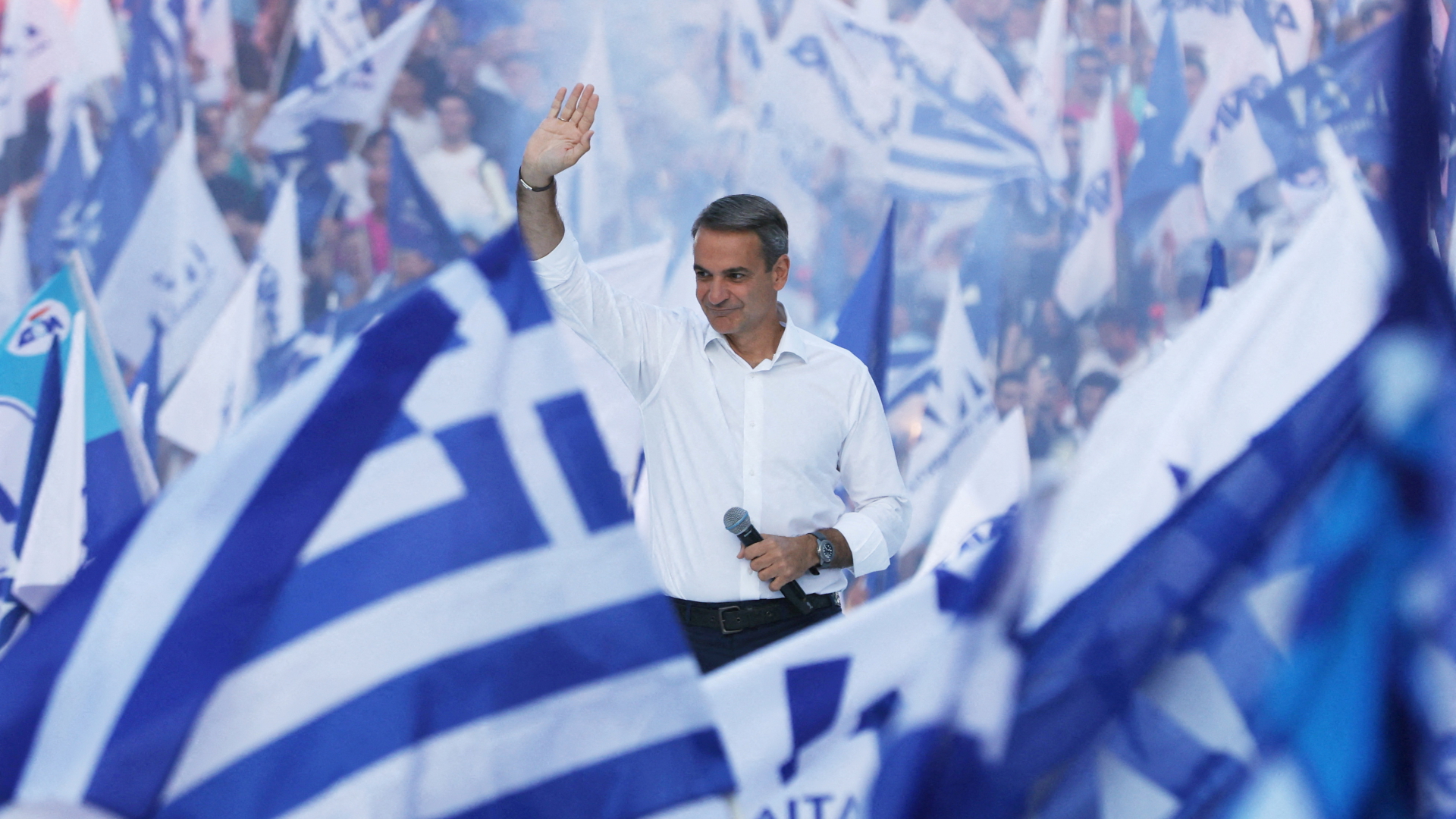 Kyriakos Mitsotakis bei einer Wahlkampfveranstaltung