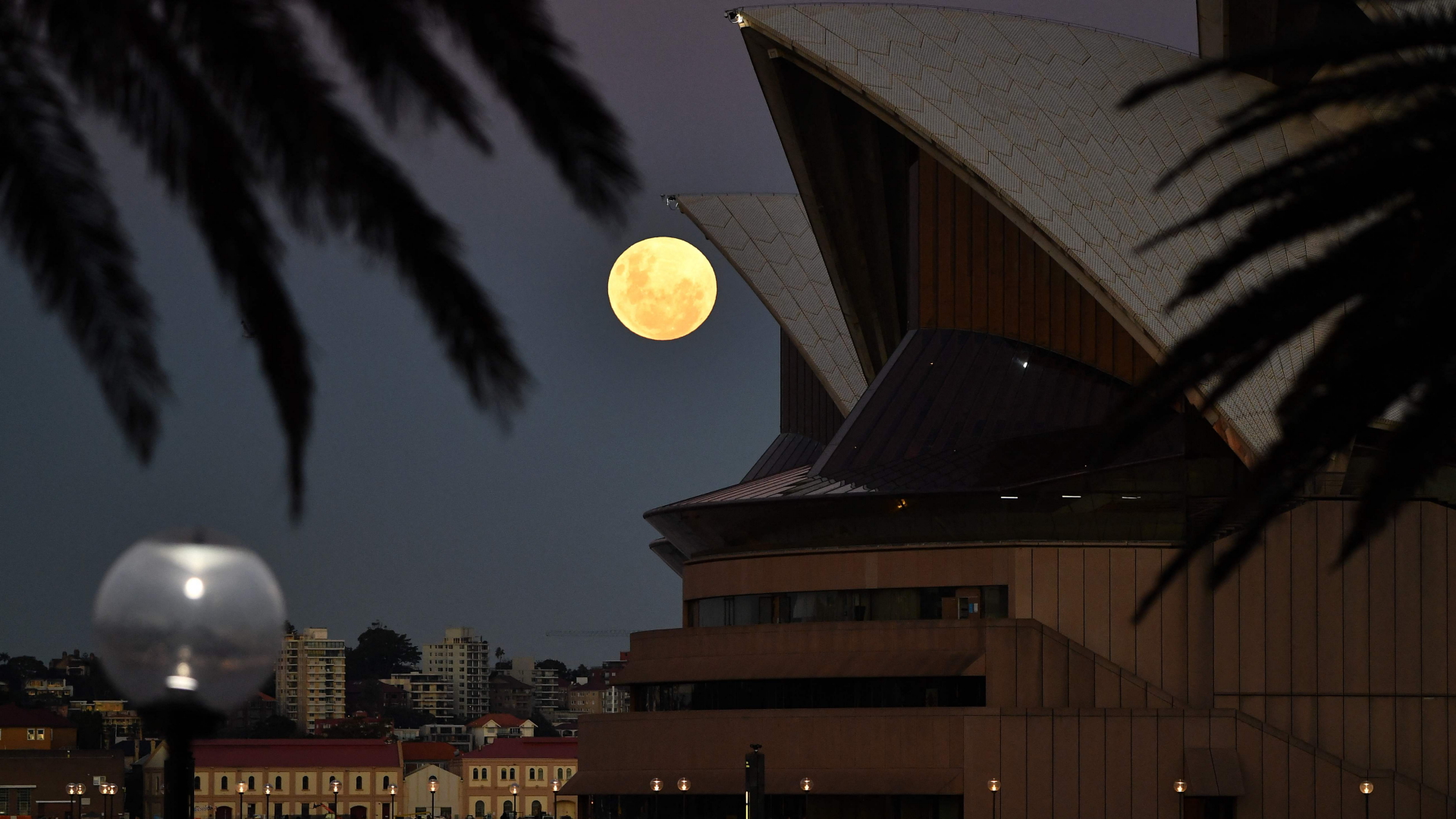 Der Mond hinter den Opera House in Sydney | AFP