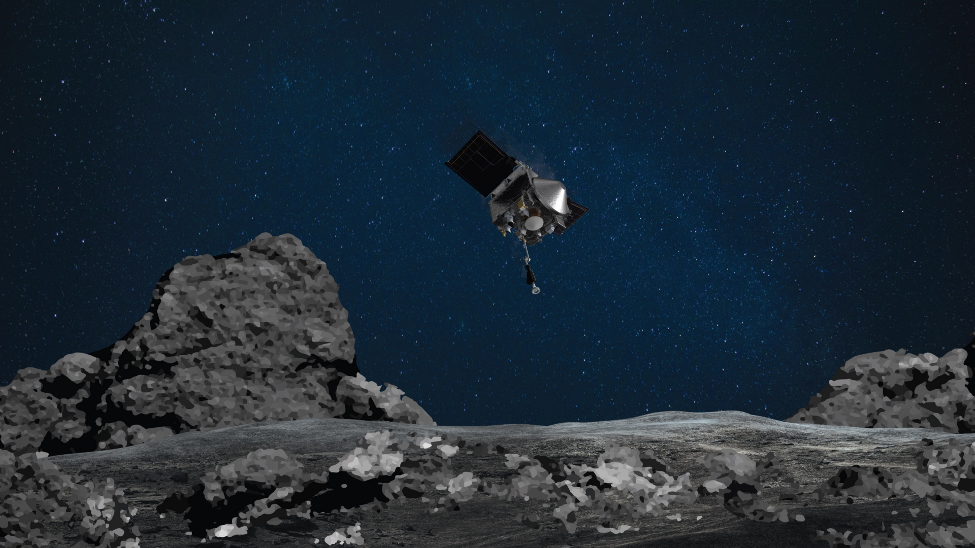 Die Raumsonde OSIRIS-REx nähert sich dem Asteroiden Bennu (künstlerische Darstellung).  | dpa