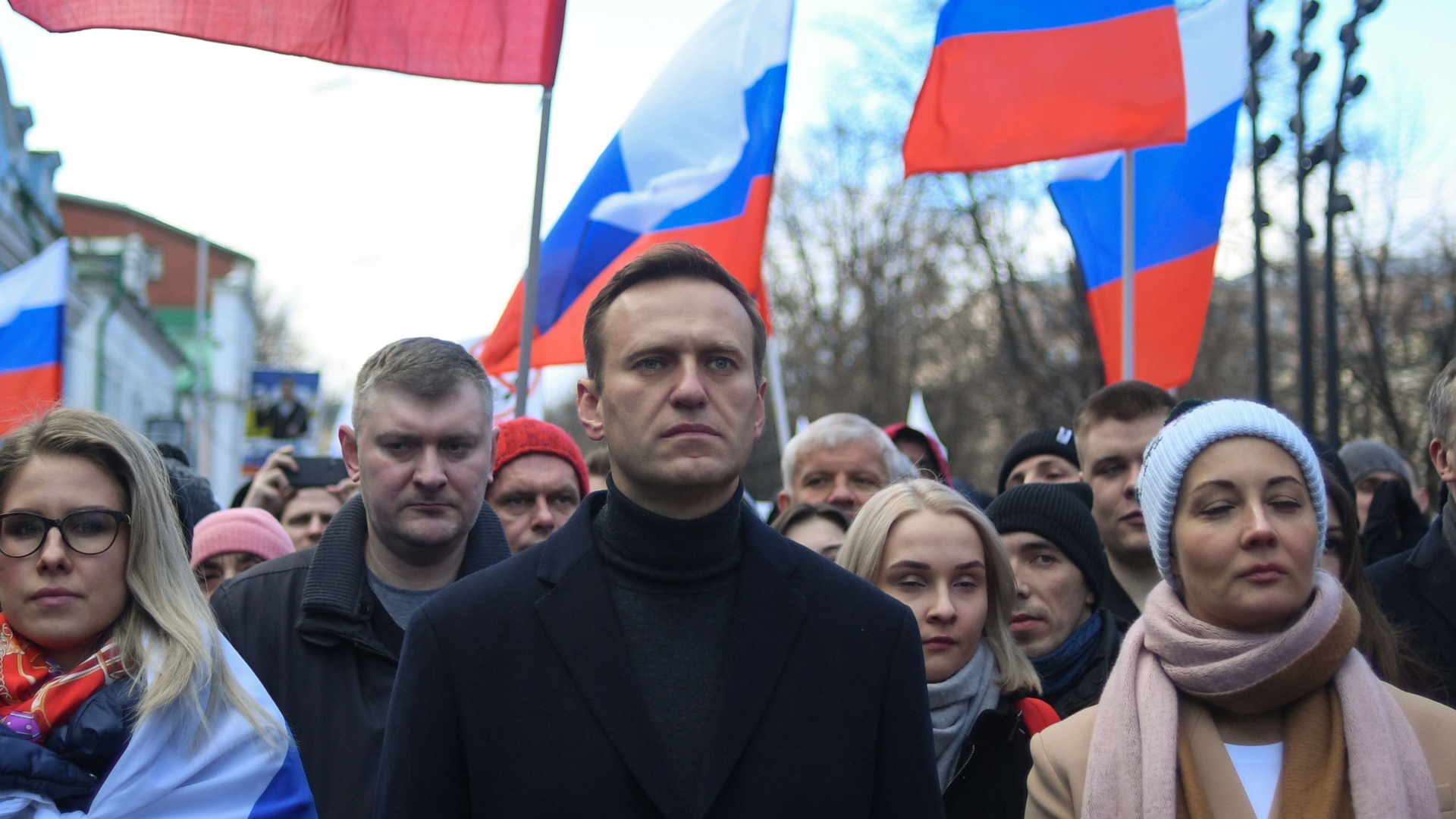 Der russische Oppositionspolitiker Nawalny bei einer Demonstration im Februar. | AFP