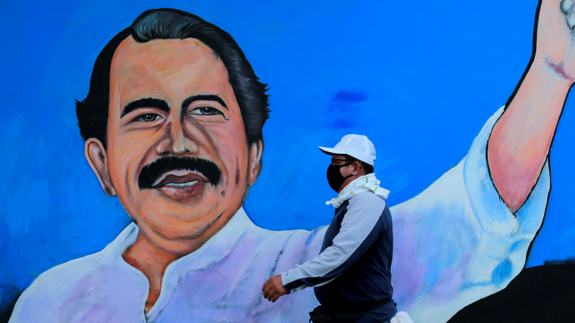 Wandgemälde von Präsident Ortega in Nicaraguas Hauptstadt Managua