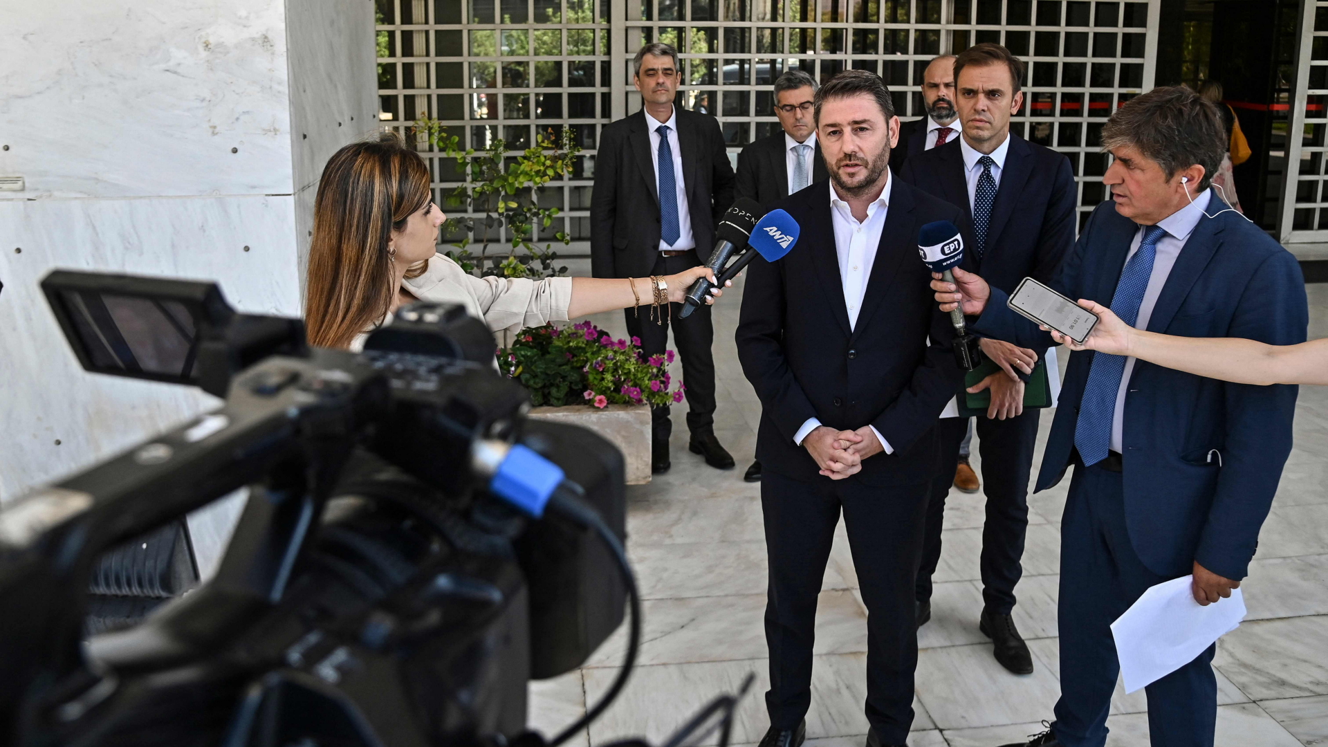 Nikos Androulakis vor Journalisten | AFP