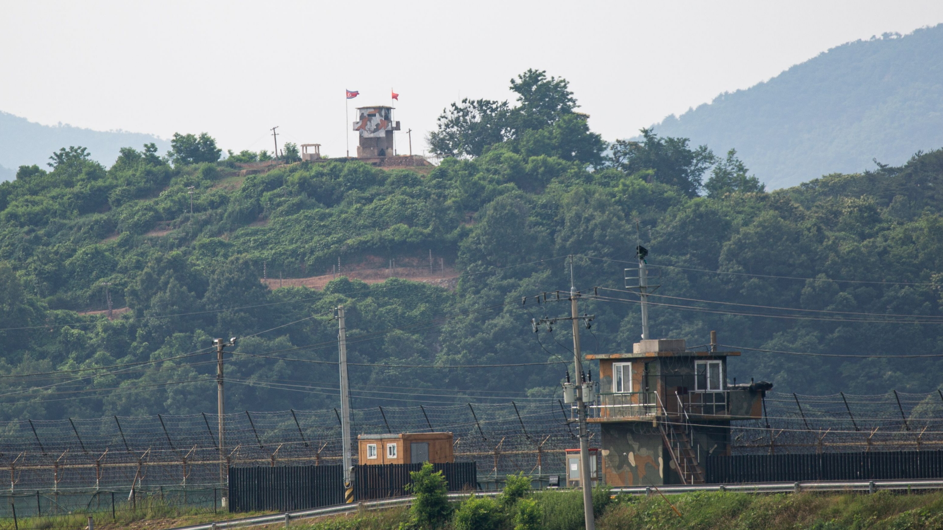 Grenzposten an der Grenze von Süd- und Nordkorea