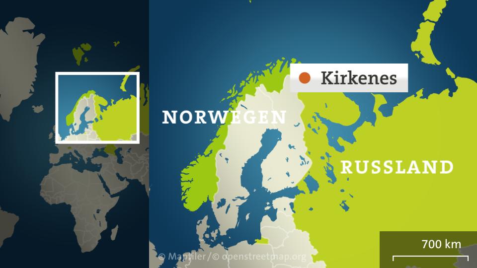 Karte: Norwegen, Russland, Kirkenes