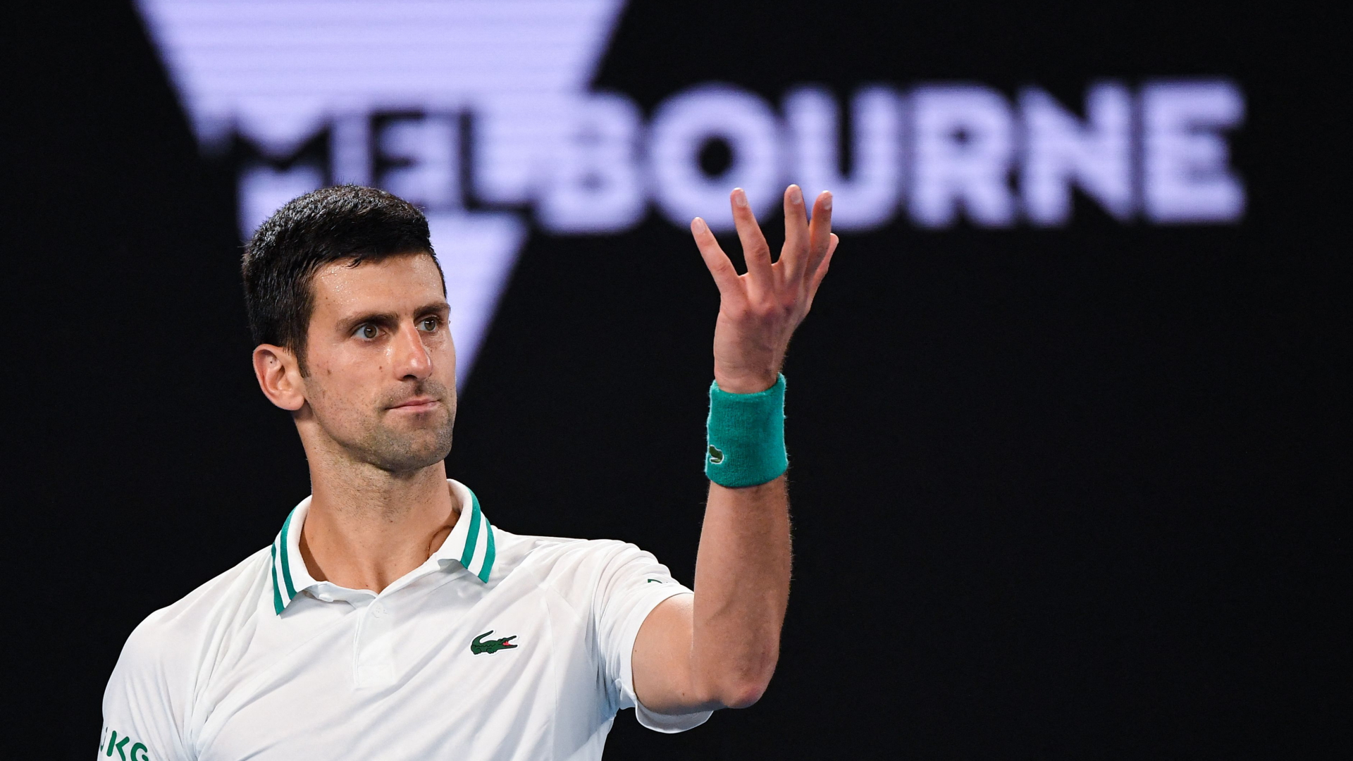 Novak Djokovic während eines Spiels bei den Australian Open 2021. | AFP