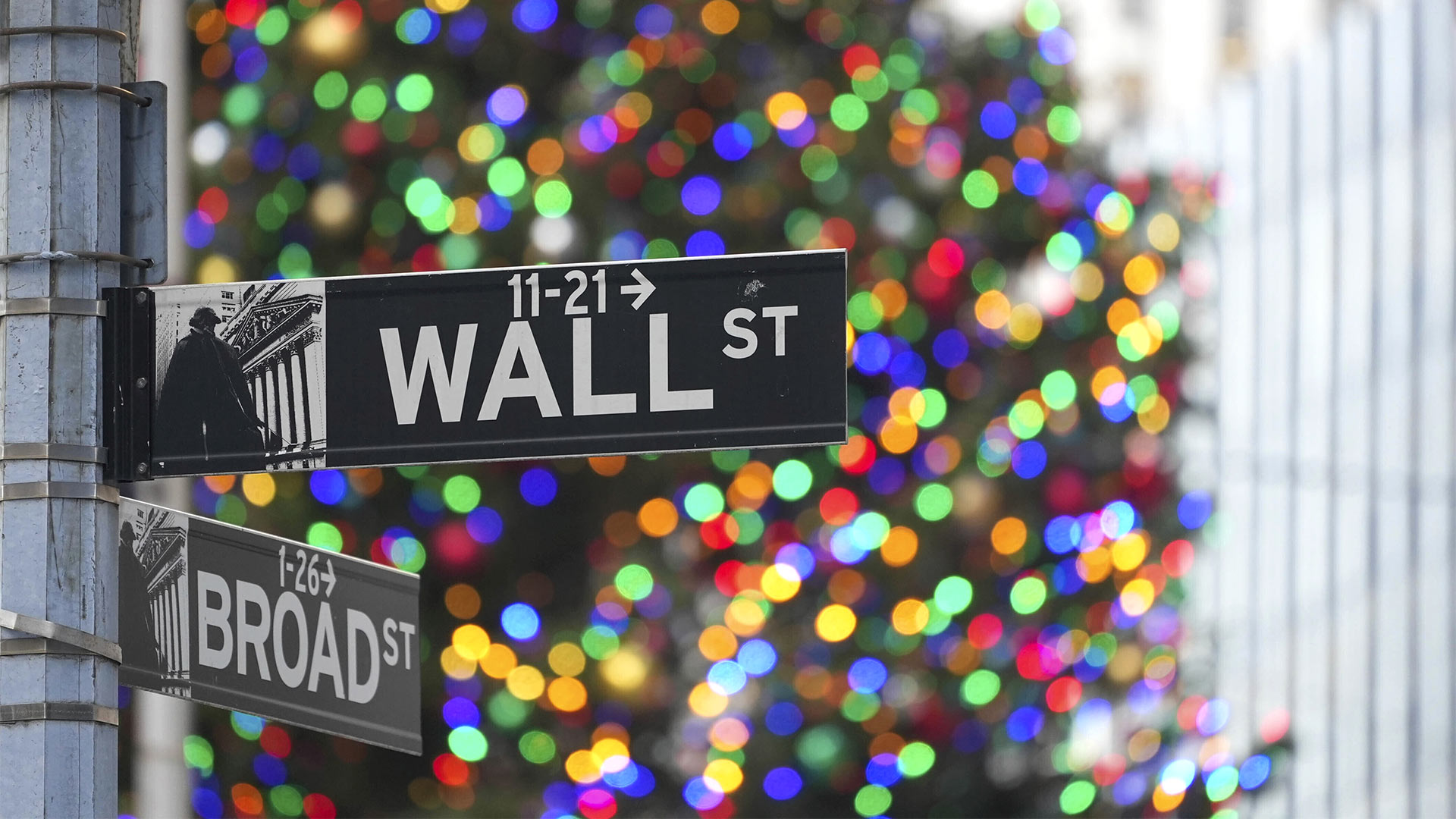 Weihnachtsdekoration in der Wall Street, New York