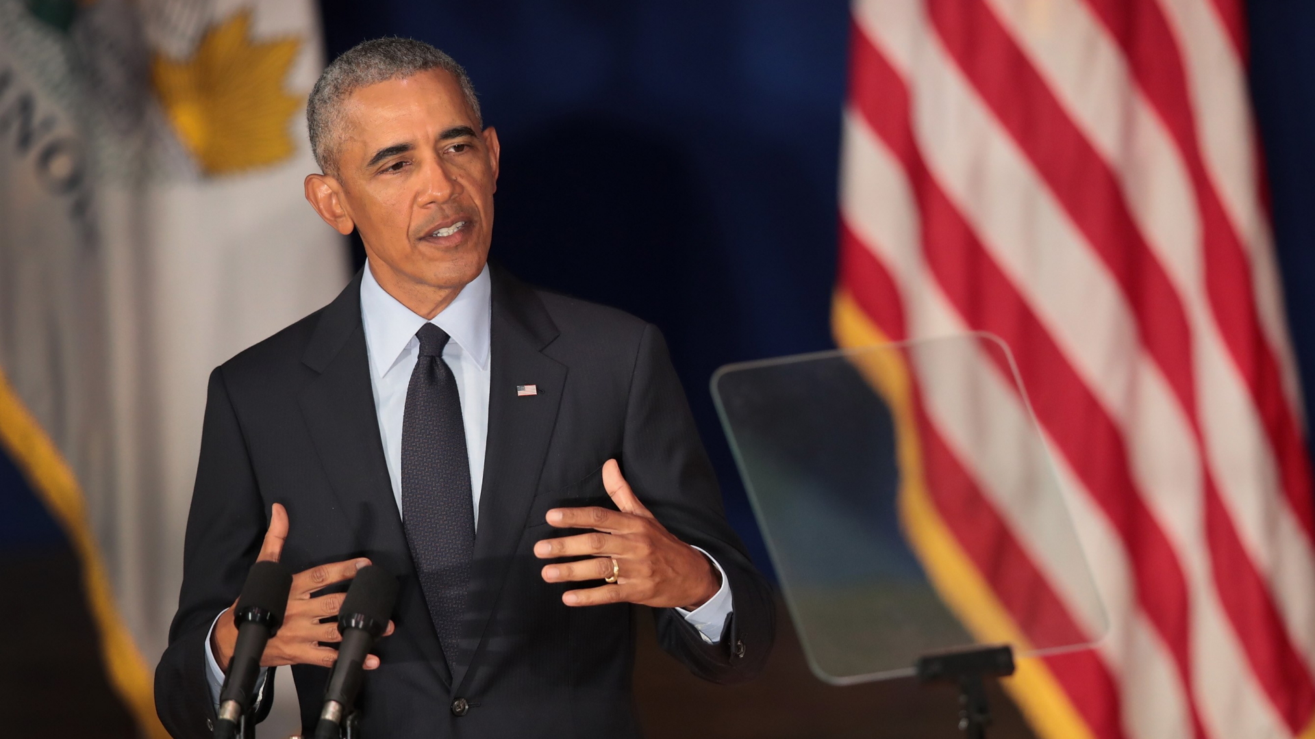 Obama bei seiner Rede vor Studenten in Urbana-Champaign | AFP
