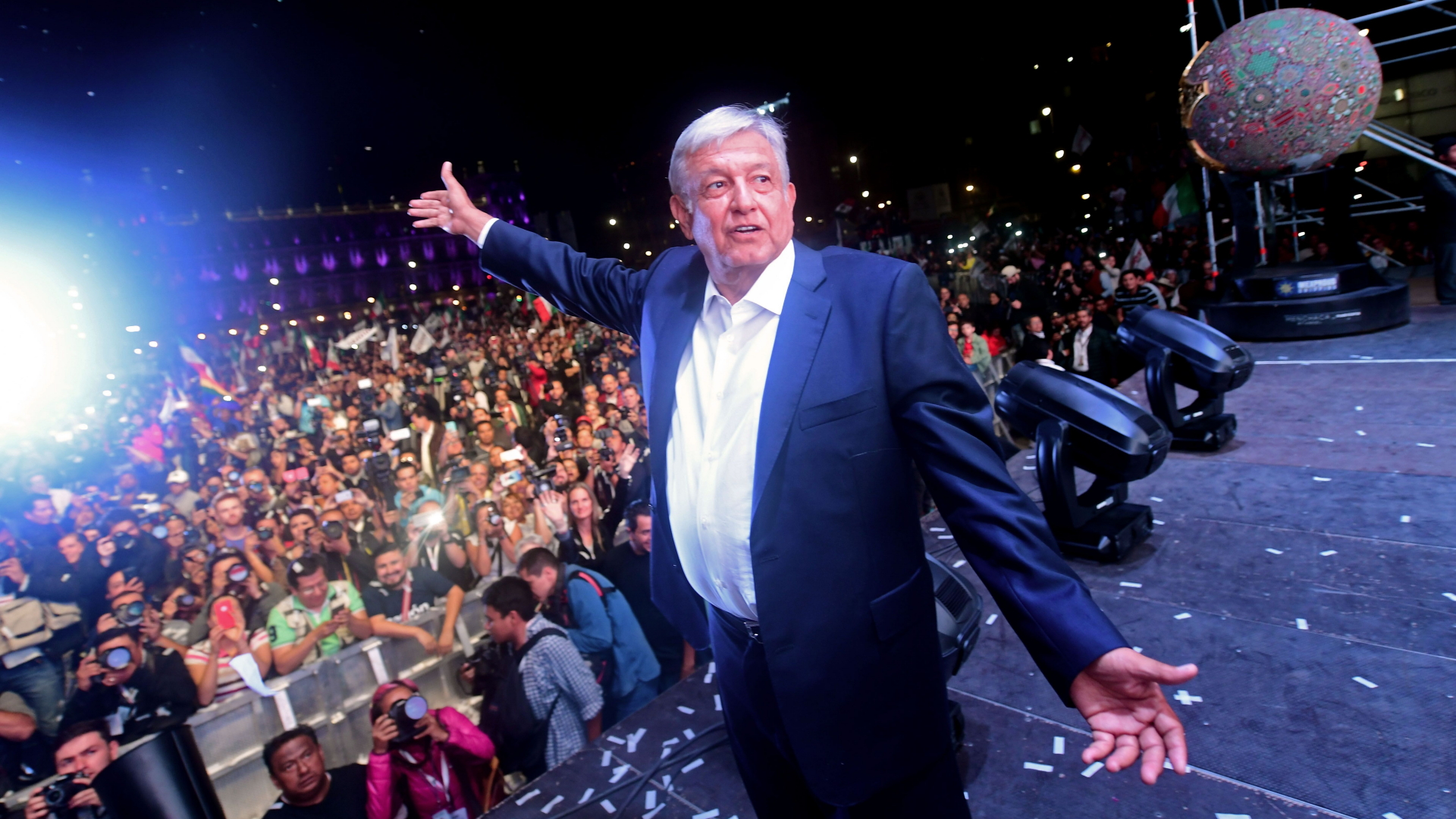 Der neue mexikanische Präsident Obrador nach seinem Wahlsieg | AFP