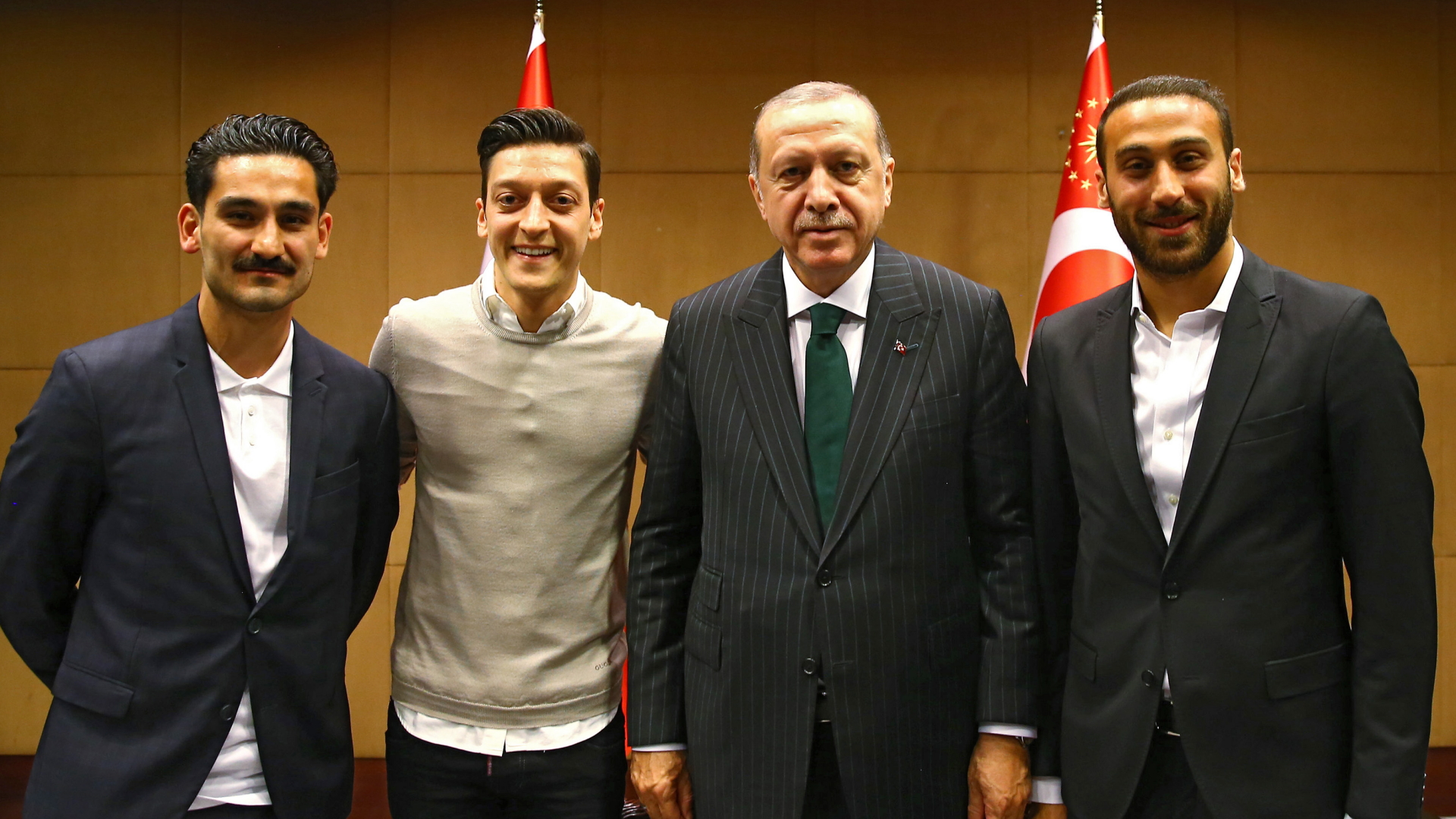 Ilkay Gündogan, Mesut Özil, Recep Tayyip Erdogan und  Cenk Tosun