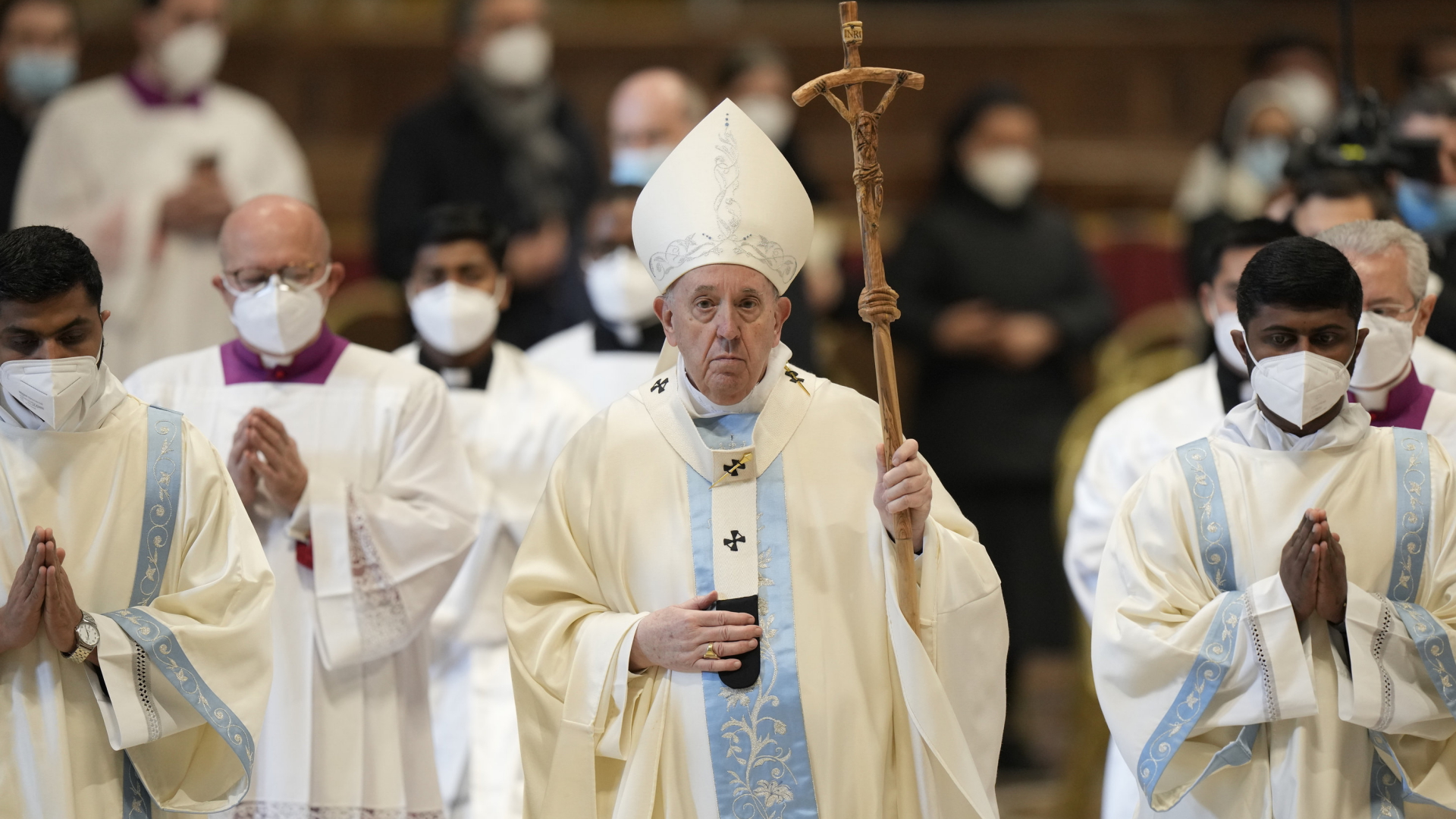Der Papst nach der Messe zu Neujahr