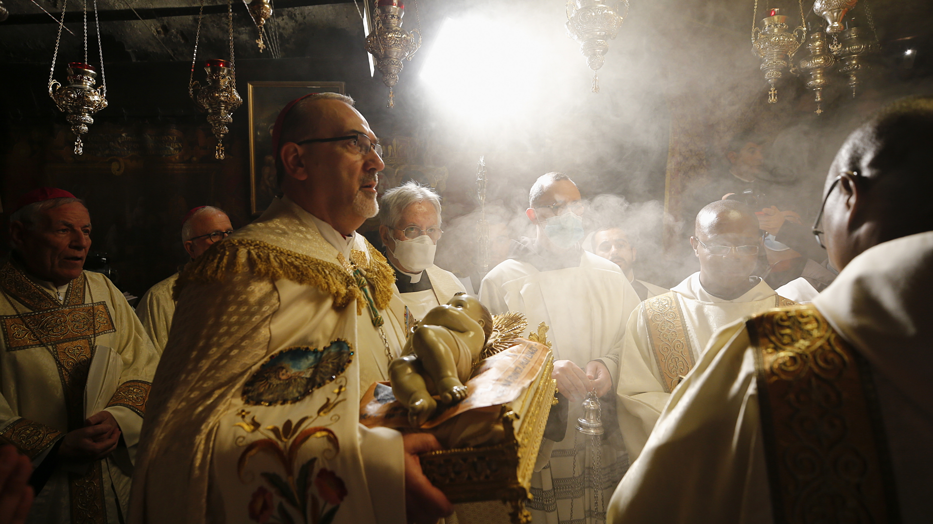 Patriarch Pizzaballa bei der Mitternachtsmesse in Bethlehem | EPA