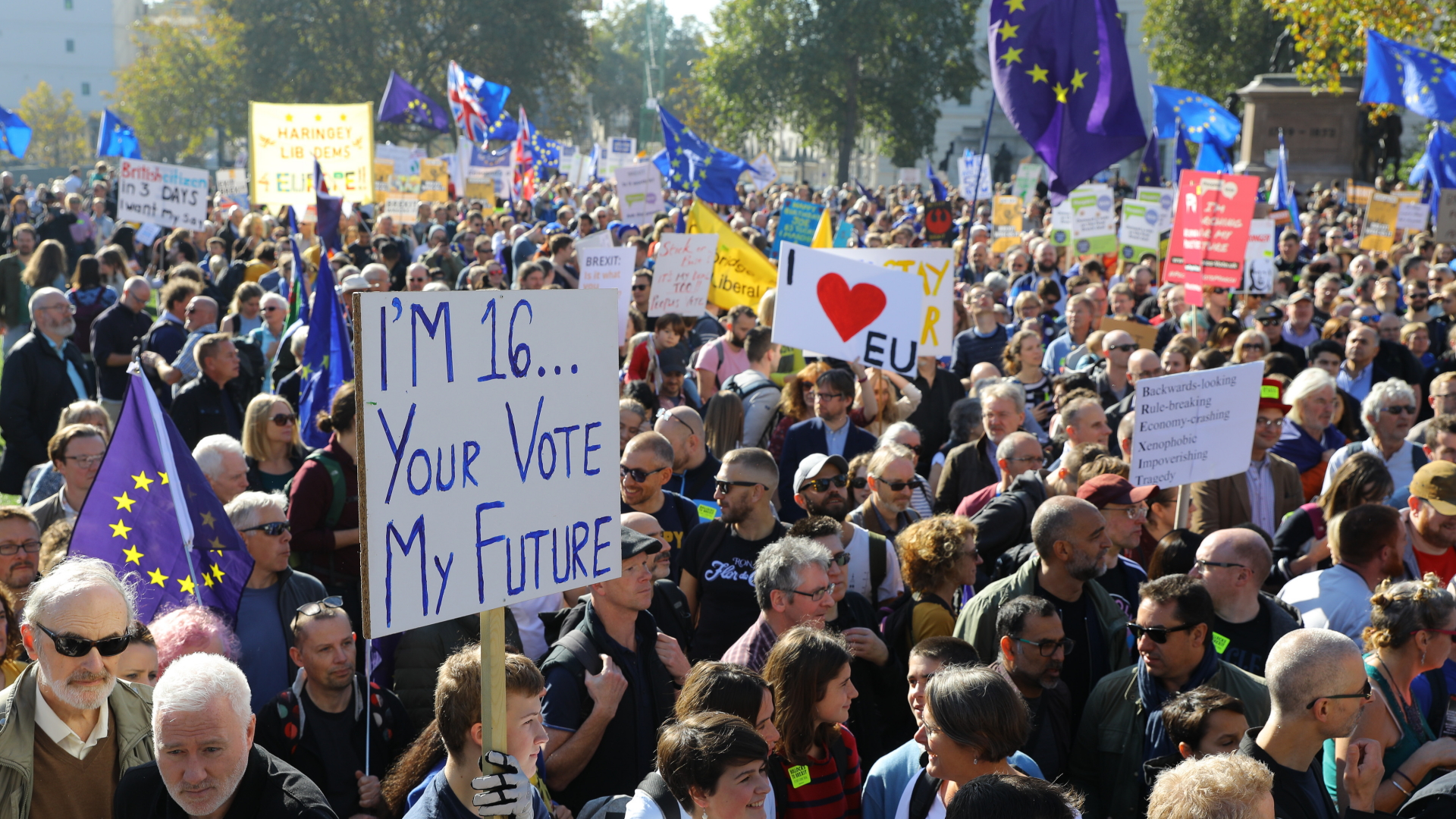 Demonstranten protestieren in London für ein zweites Brexit-Referendum  | Bildquelle: VICKIE FLORES/EPA-EFE/REX/Shutte