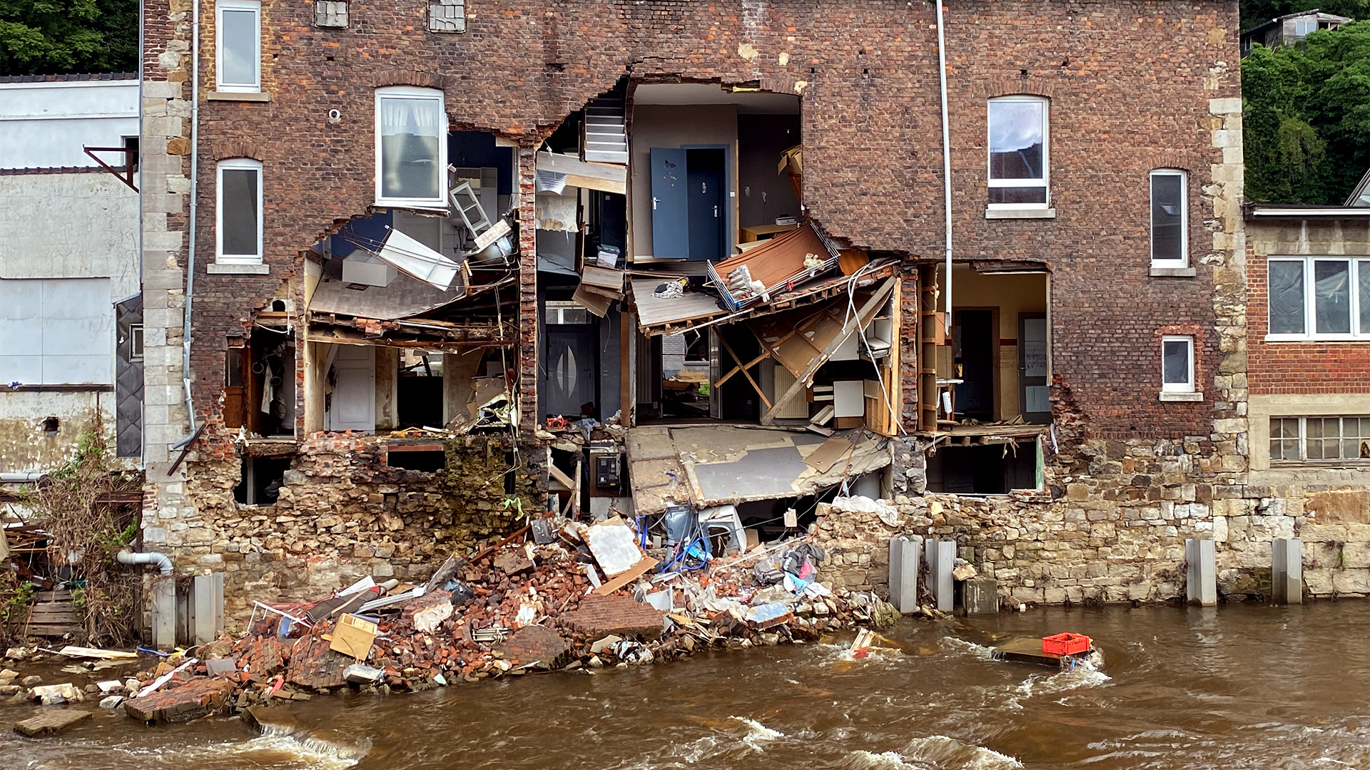 Ein durch Überschwemmungen zerstörtes Haus in der Gemeinde Pepinster in Belgien | Gudrun Engel, ARD-Studio Brüssel