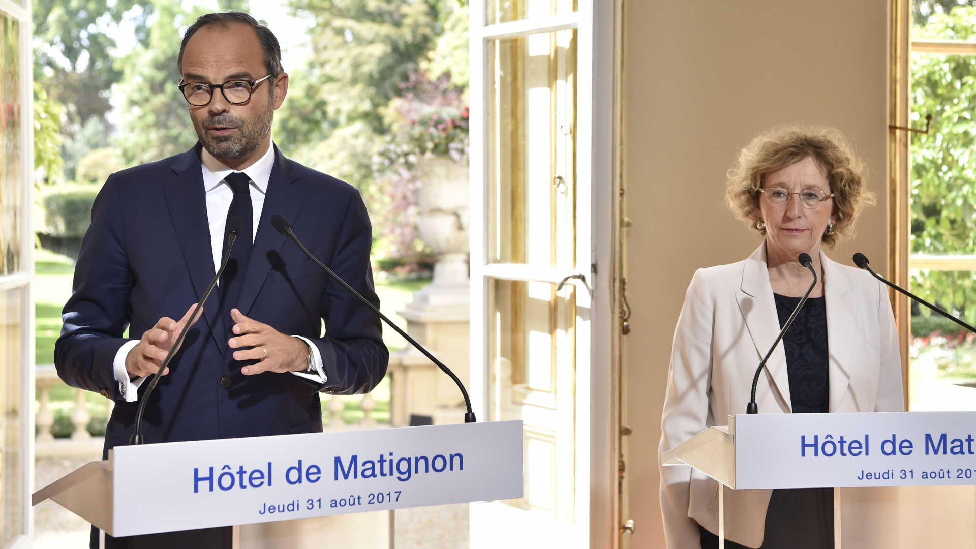 Frankreichs Premierminister Edouard Philippe und Arbeitsministerin Muriel Penicaud