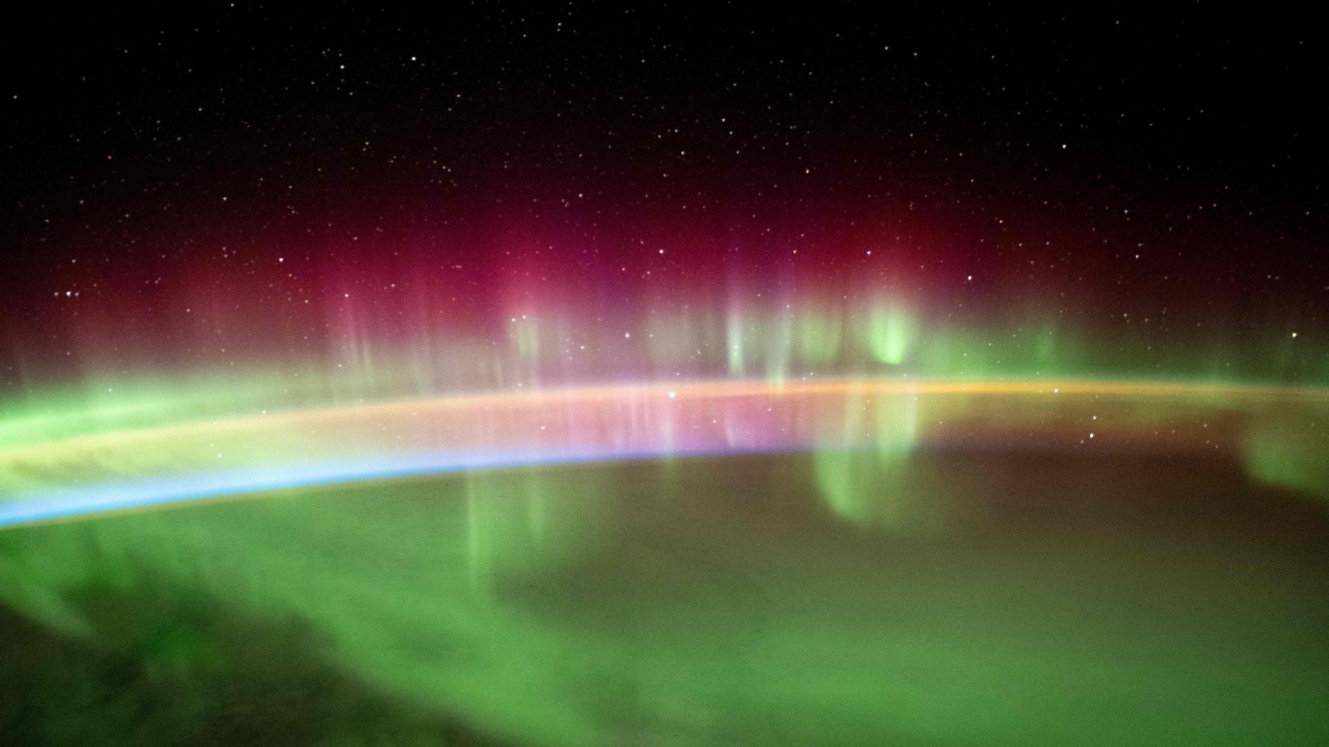Ein von Bord der Internationalen Raumstation ISS aus aufgenommenes Bild des Polarlichtes | AFP